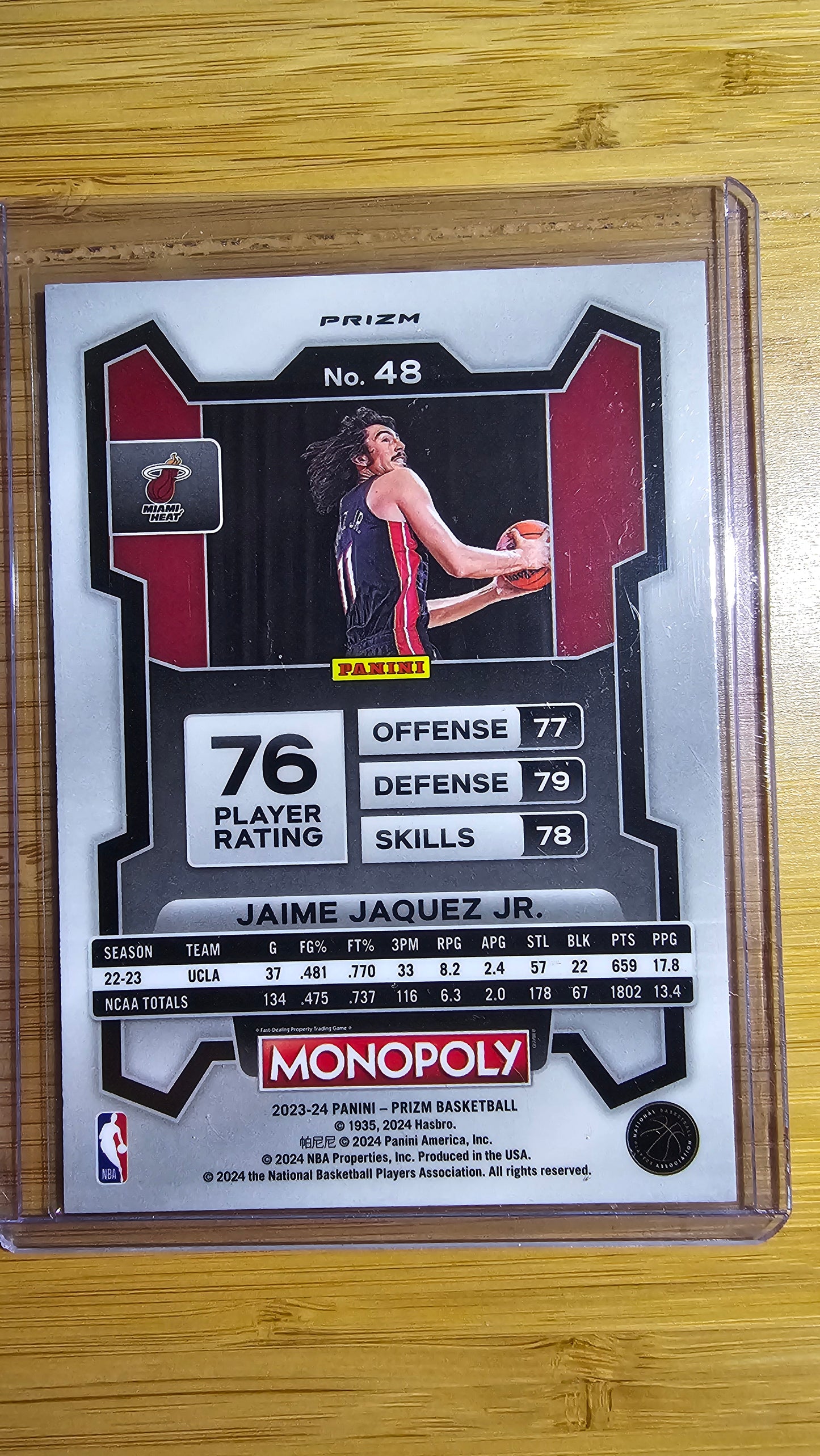2023 Panini Prizm Monopoly Basketball Jaimes Jaques Jr. - RC Purple Prizm -(Miami Heat)