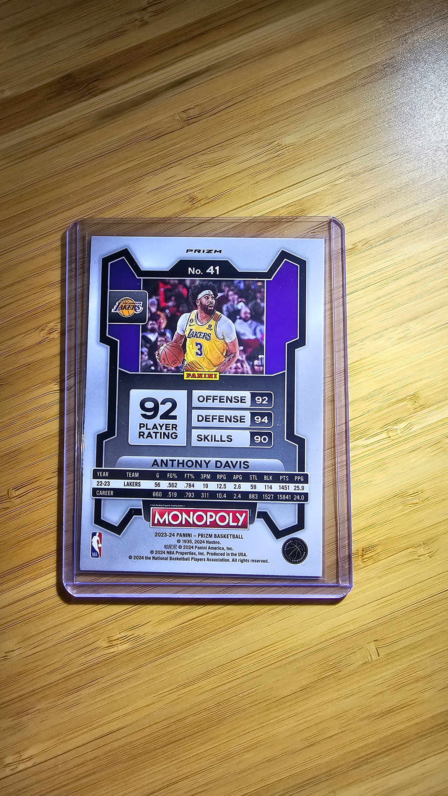 2023 Panini Prizm Monopoly Basketball Anthony Davis - Purple Prizm- ( Los Angeles Lakers )