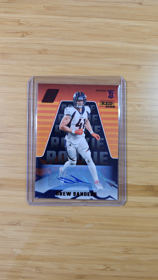 2023 Panini Zenith football Drew Sanders - Red Parallel On Card Auto- Denver Broncos