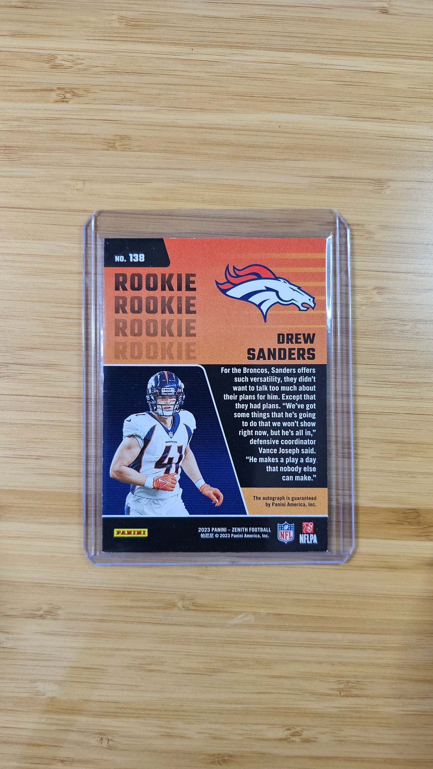 2023 Panini Zenith football Drew Sanders - Red Parallel On Card Auto- Denver Broncos