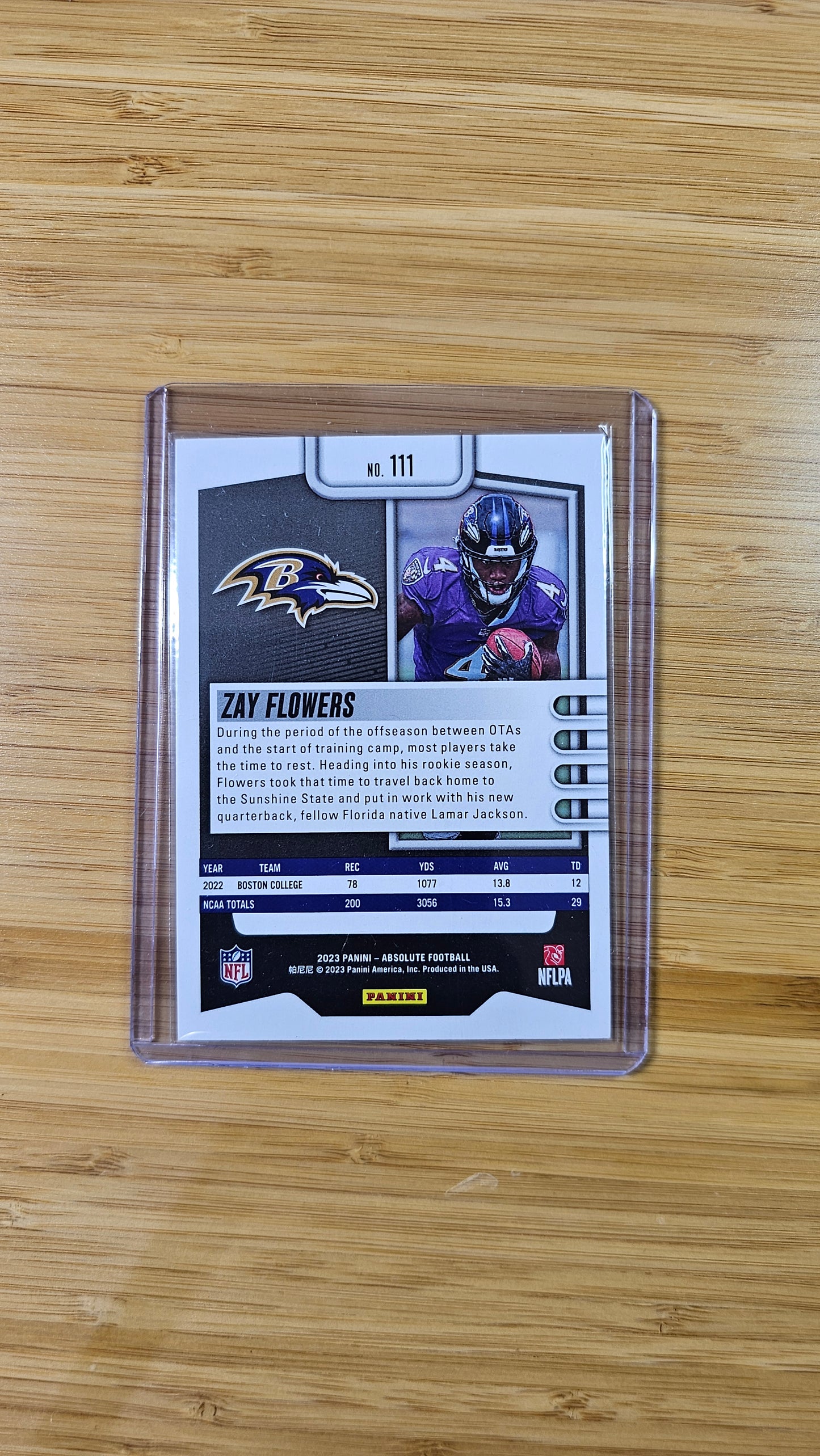 2023 Panini Absolute football Zay Flowers - Base RC (x3) - Baltimore Ravens