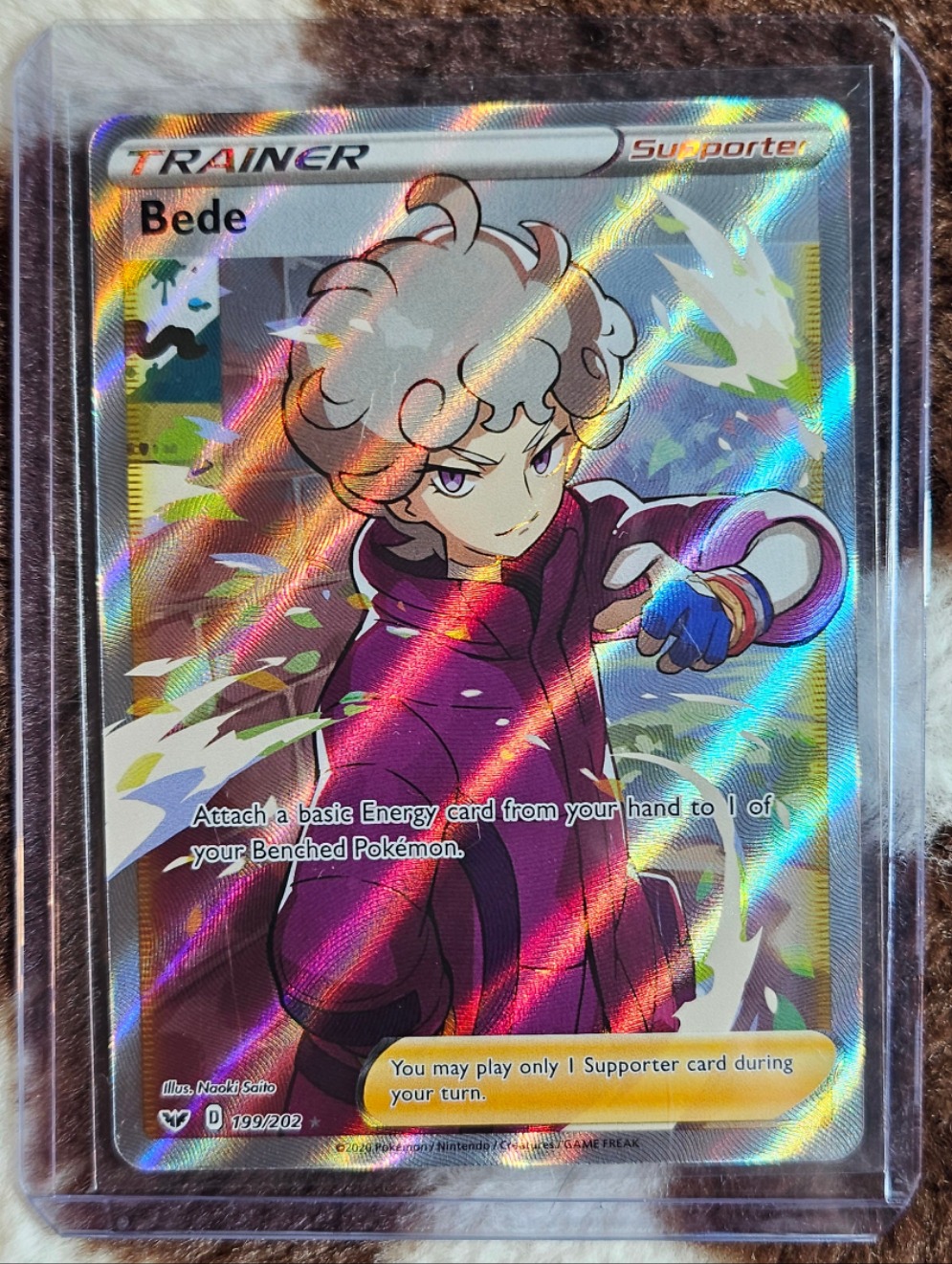 pokemon bede card Bede 199/202 Pokemon Sword & Shield Holo Full Art Card – Fitted BLVD