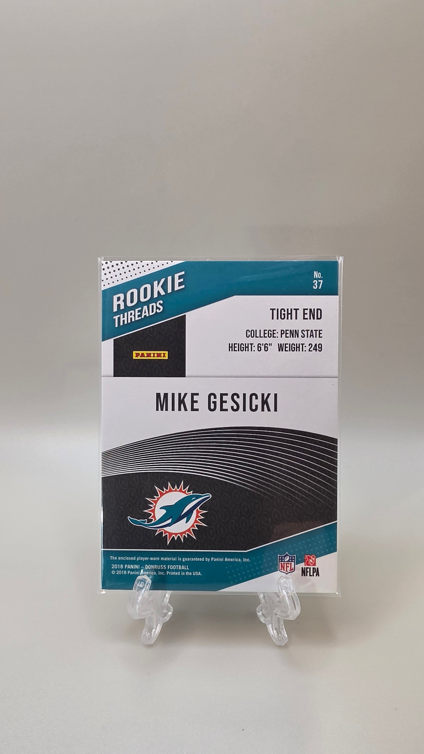 2018 Donruss Mike Gesicki Rookie Threads Green #37