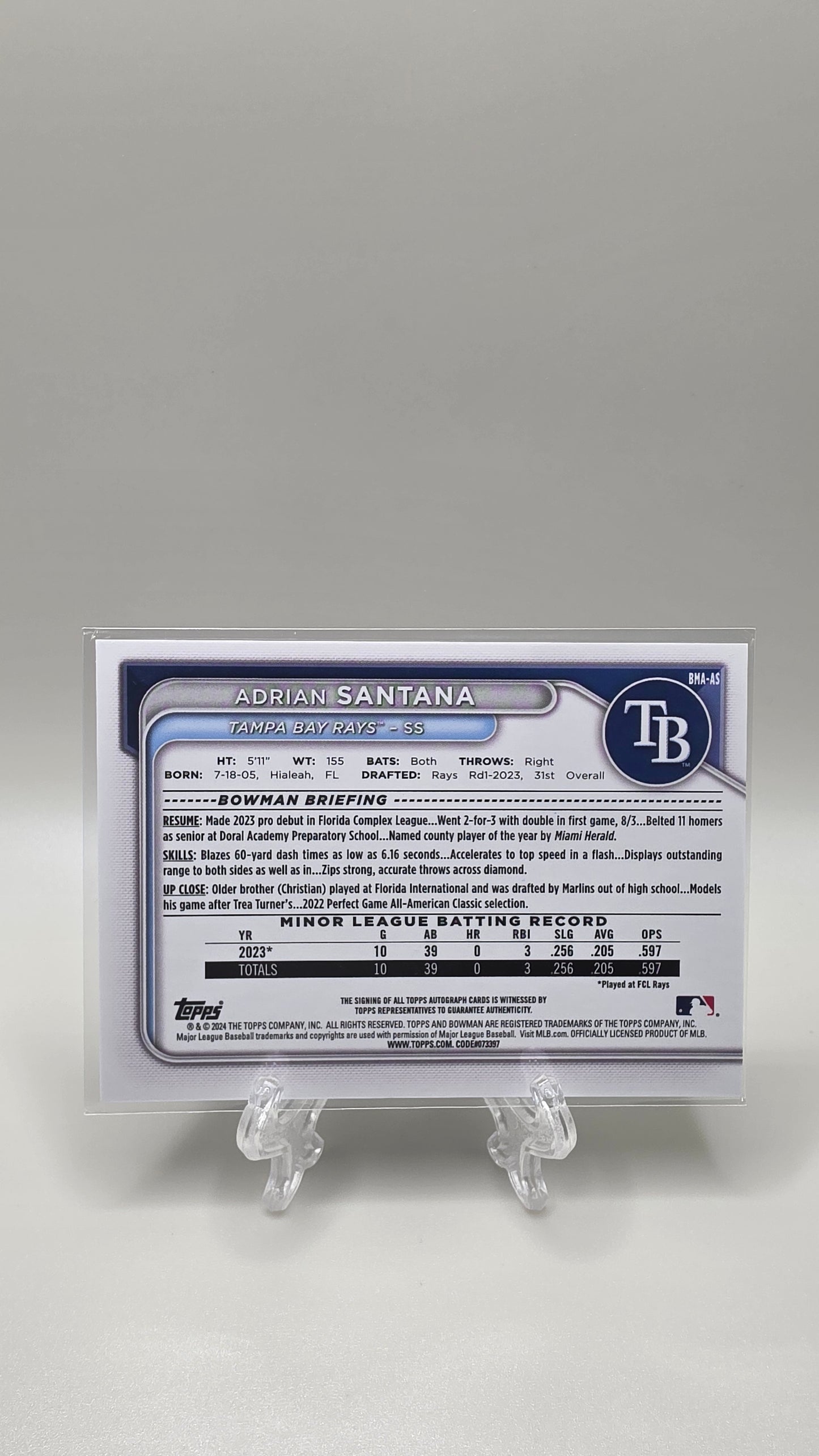 2024 Bowman Chrome Adrian Santana Mojo Auto Card # BMA-AS