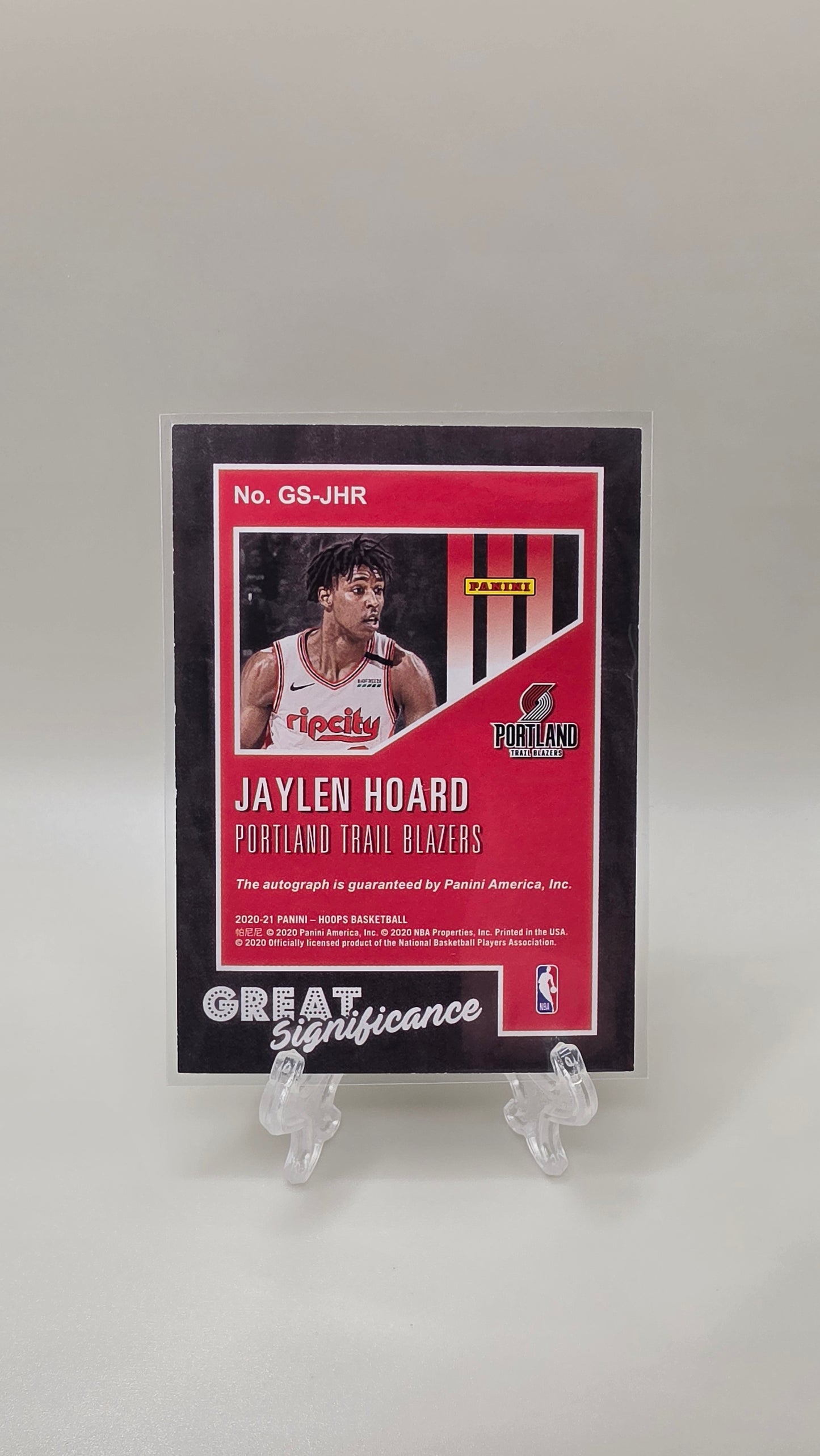 2020-21 Panini Hoops Great Significance Jaylen Hoard Auto Card #GS-JHR