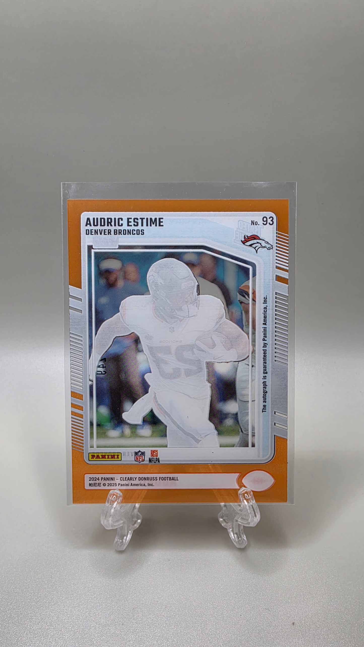 2024 Panini Clearly Donruss Audric Estime Orange Rated Rookie Auto #/249 Card #93
