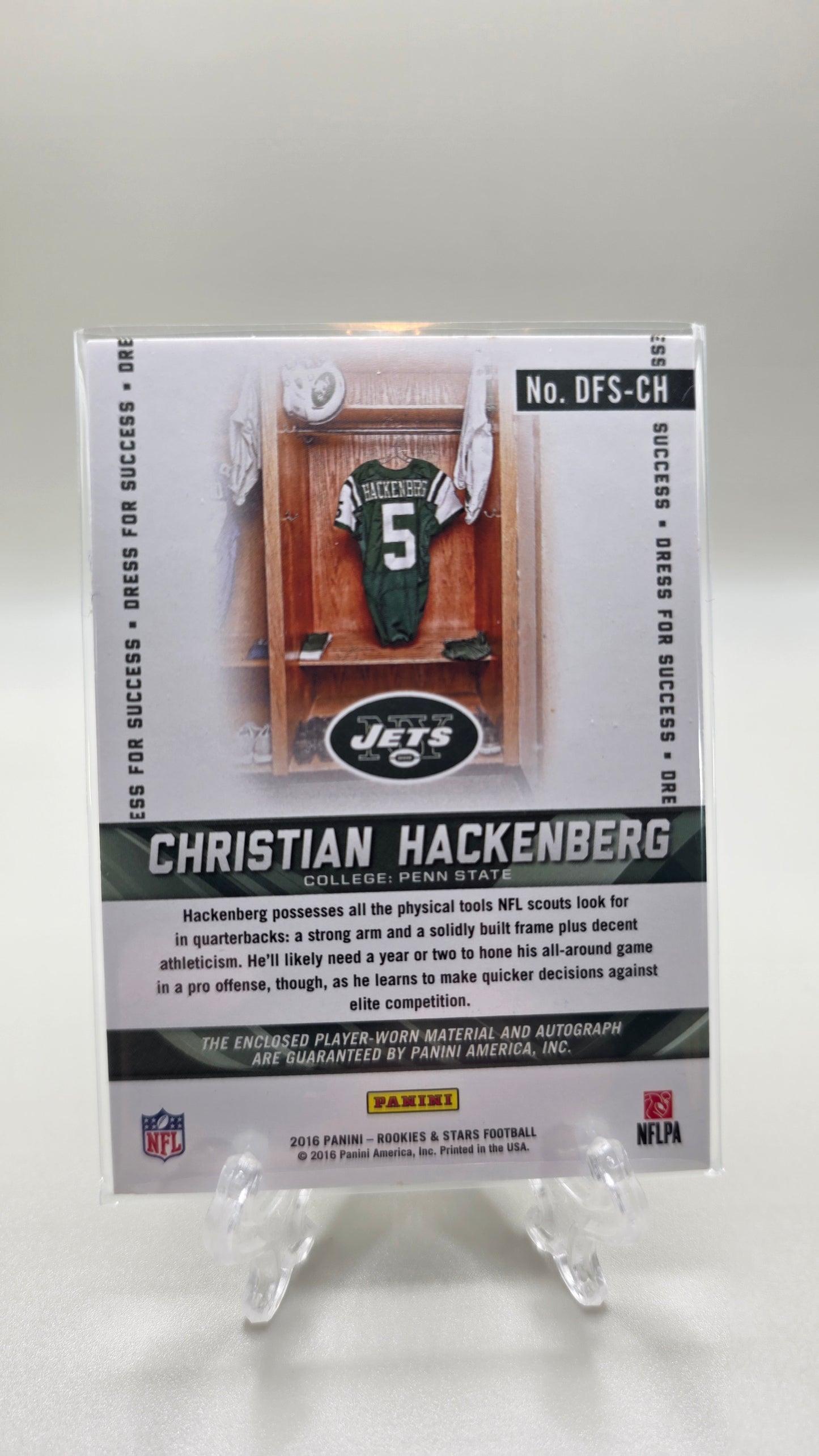 2016 Rookies & Stars Christian Hackenberg RPA True Red #/49 Card #DFS-CH