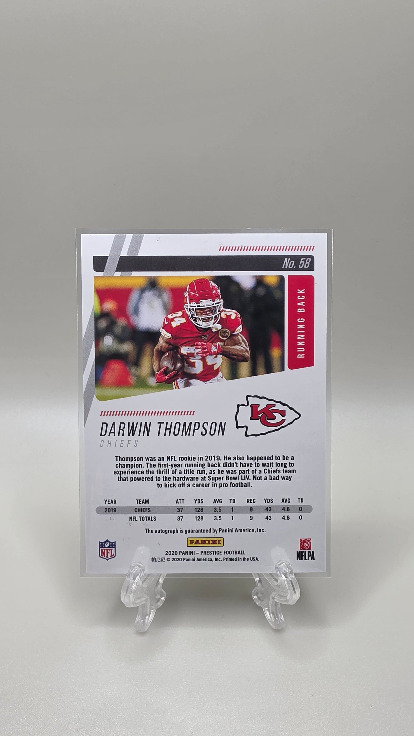 2020 Panini Prestige Darwin Thompson Blue Extra Points Auto Card # 58