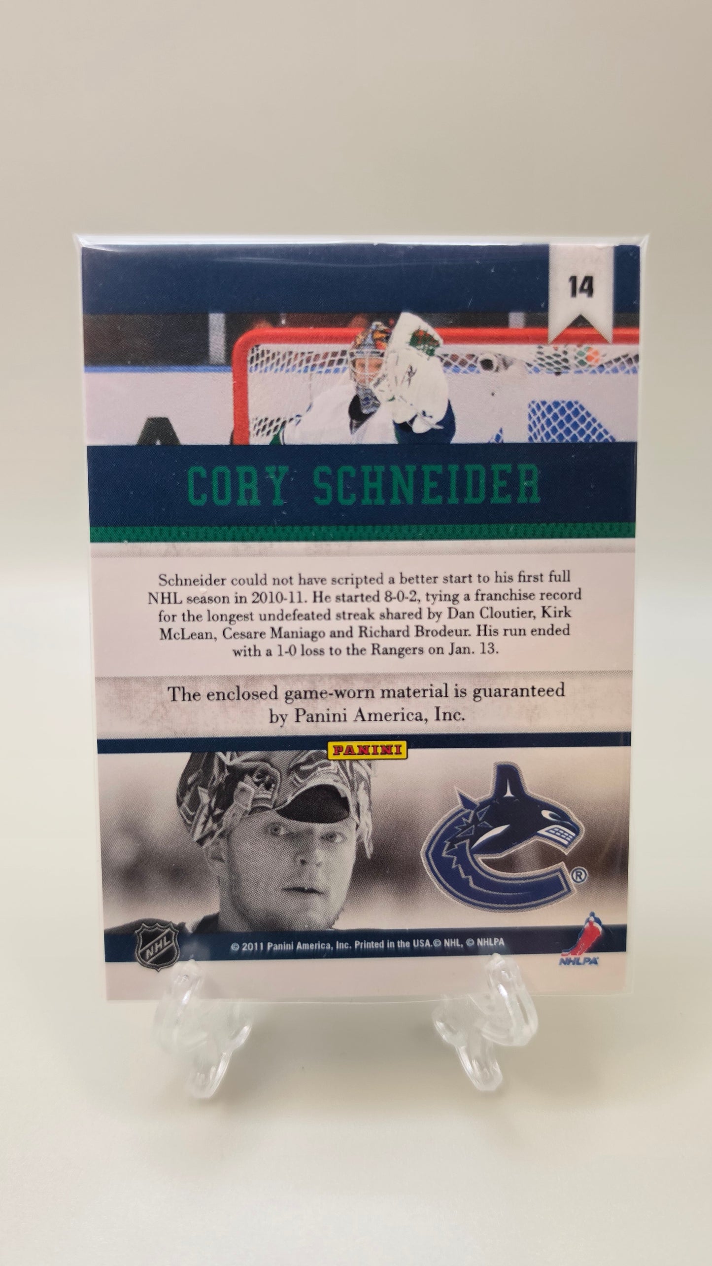 2011 All Goalies Cory Schneider Stopper Sweaters #14