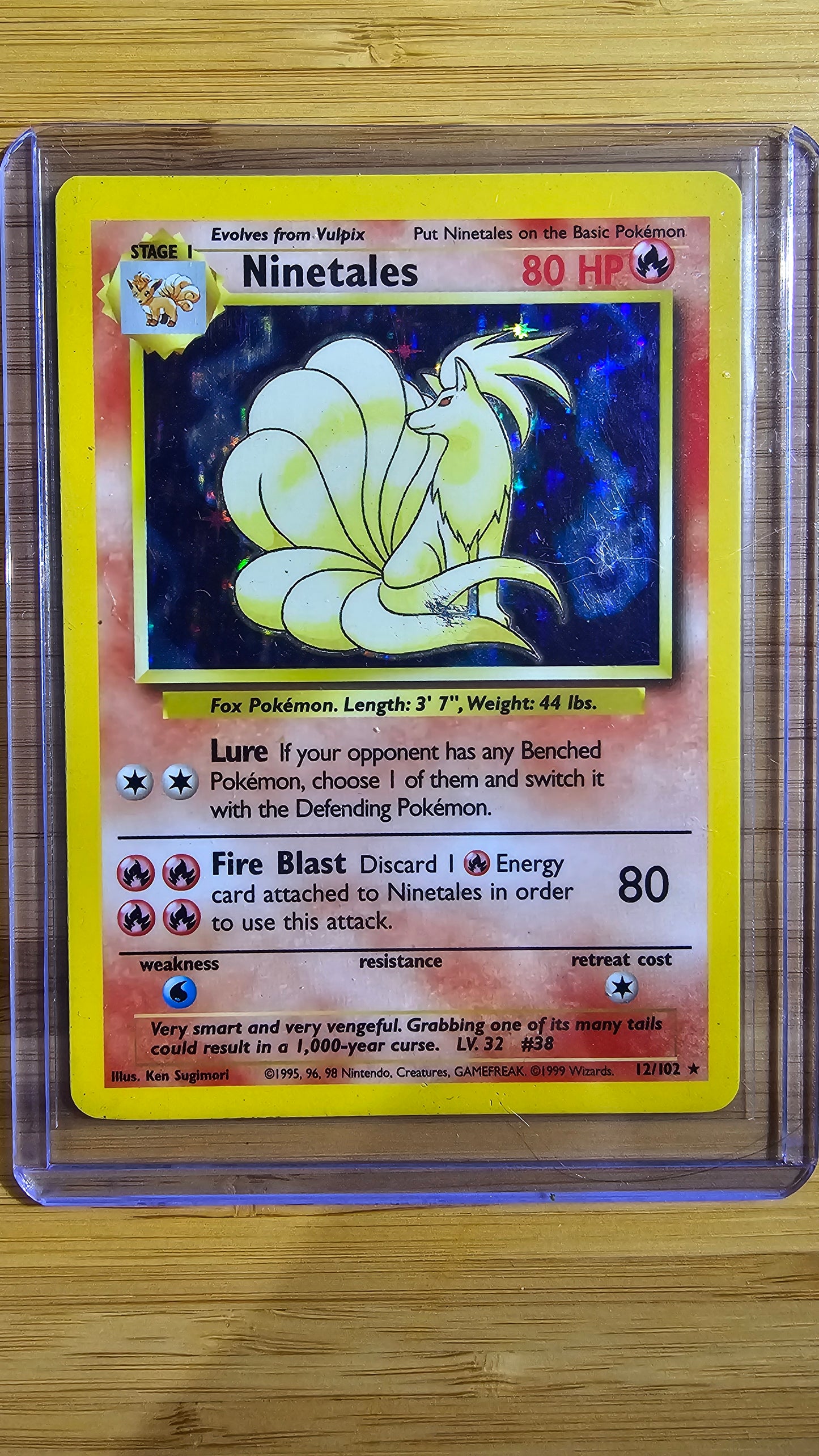 Ninetales – 12/102 – Base Set (Holo Rare Vintage WOTC Pokémon Card)