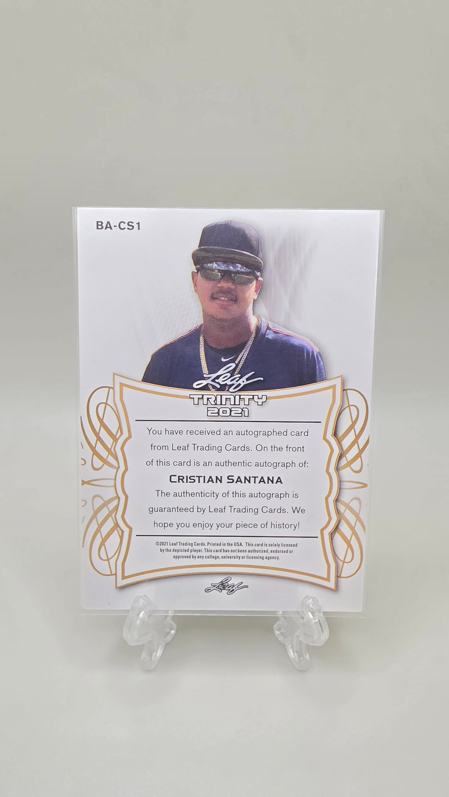 2021 Leaf Trinity Cristian Santana Platinum Auto #/99 Card # CA-CS1
