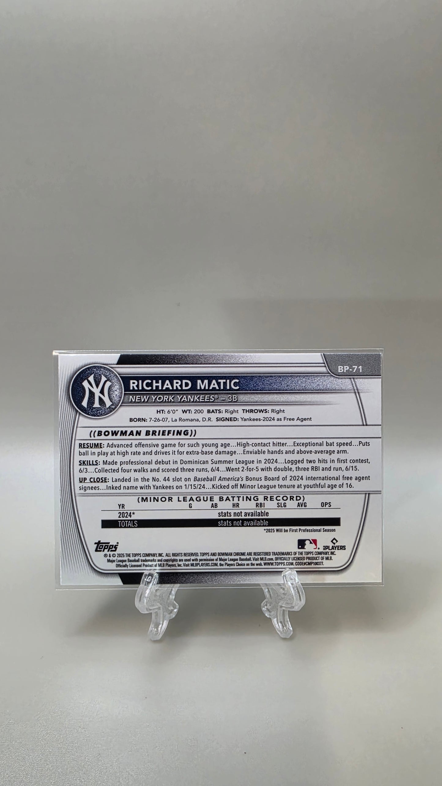 2025 Bowman 1st Richard Matic Blue /150 #BP-71