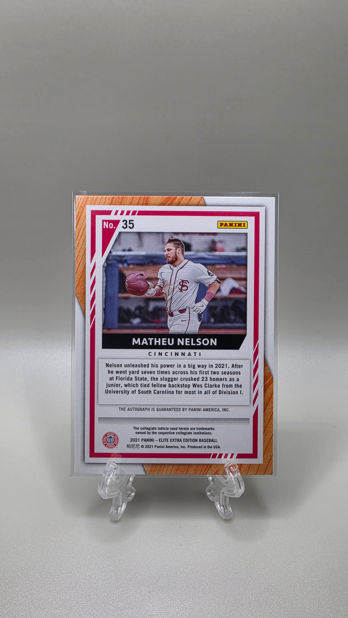 2021 Panini Elite Extra Edition Matheu Nelson Auto Card # 35