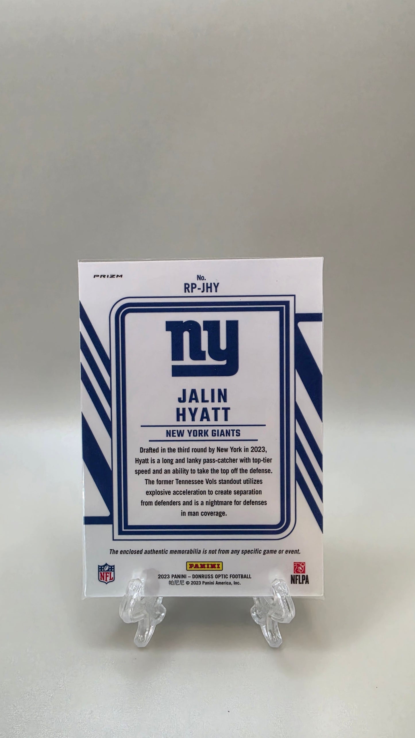 2023 Donruss Optic Jalin Hyatt Blue Rookie Phenom Mem #RP-JHY