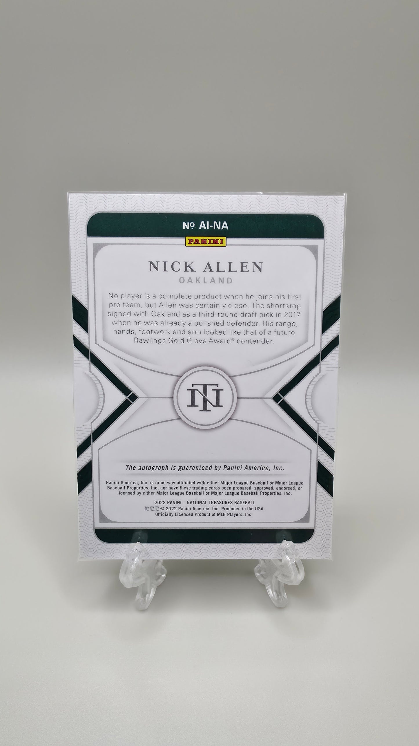 2022 Panini National Treasures Nick Allen Apprentice Ink On Card Auto #/99 Card # AI-NA