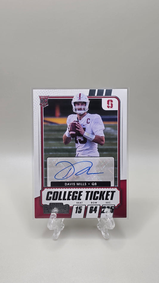 2021 Panini Contenders Draft Picks Davis Mills College Ticket Auto Card # 308