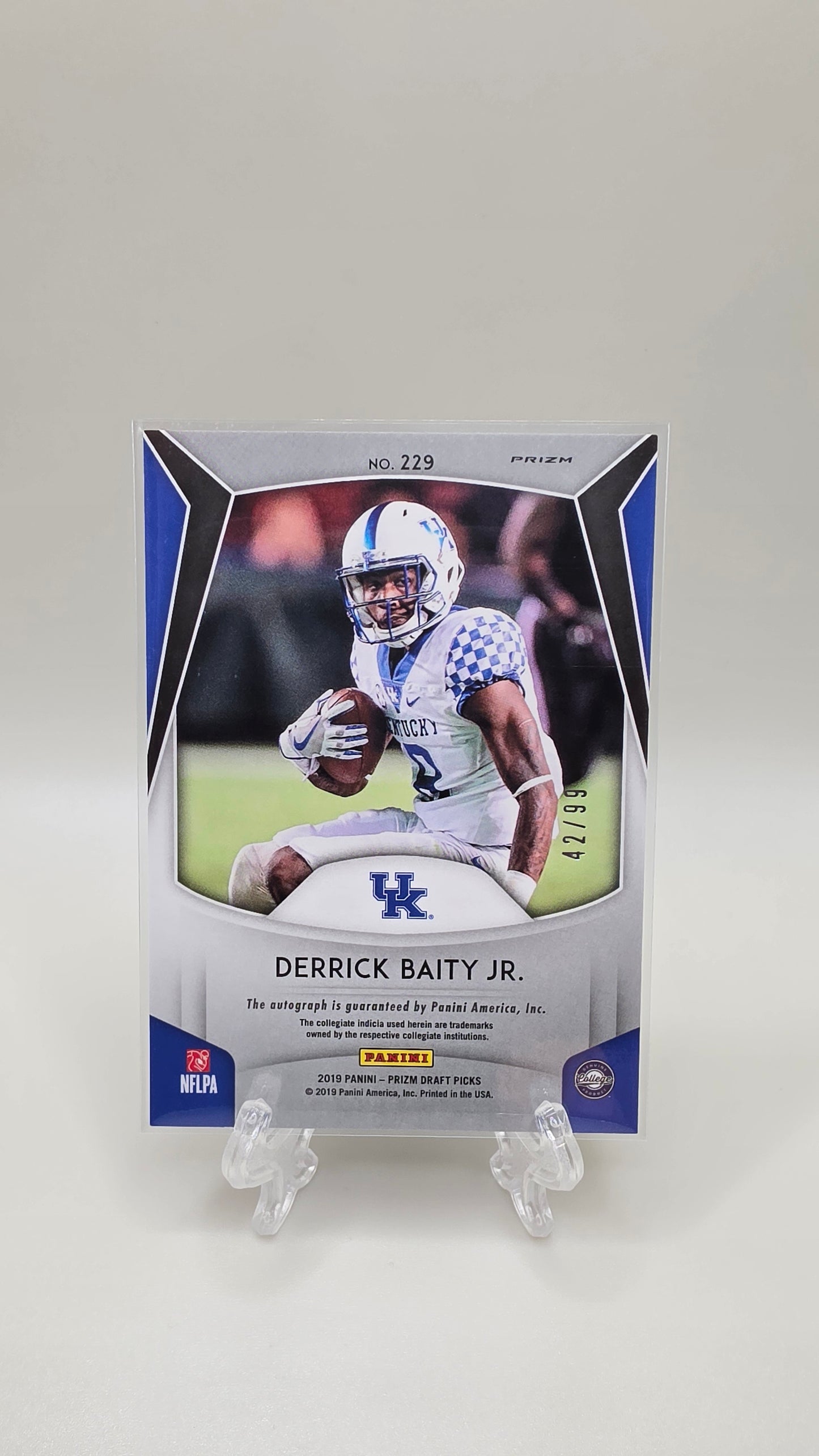 2019 Panini Prizm Derrick Baity Jr Red,White&Blue Prizm Auto #/99 Card #229