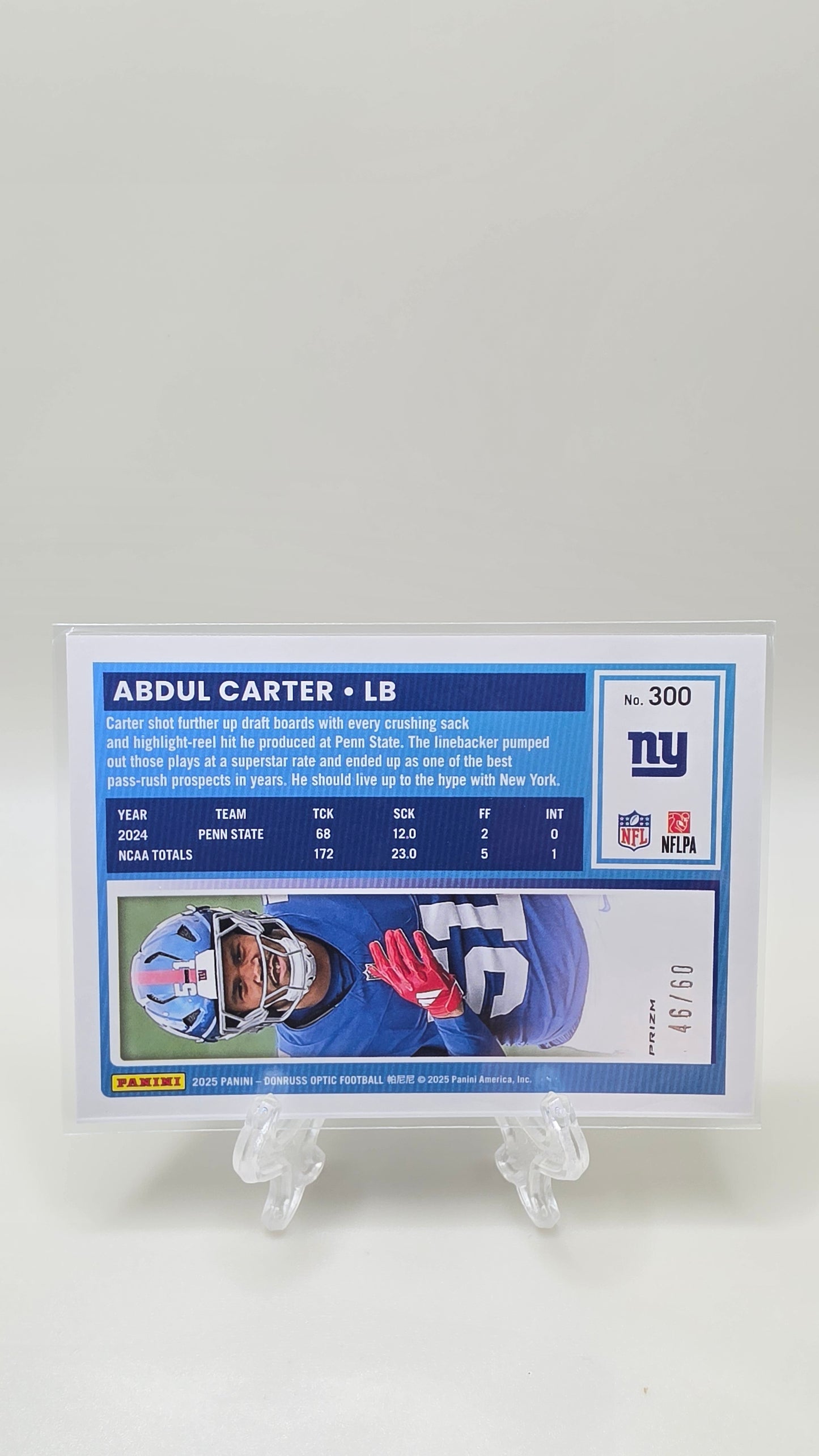2025 Panini Donruss Optic Abdul Carter #/60 Rated Rookie Purple Parallel Card #300