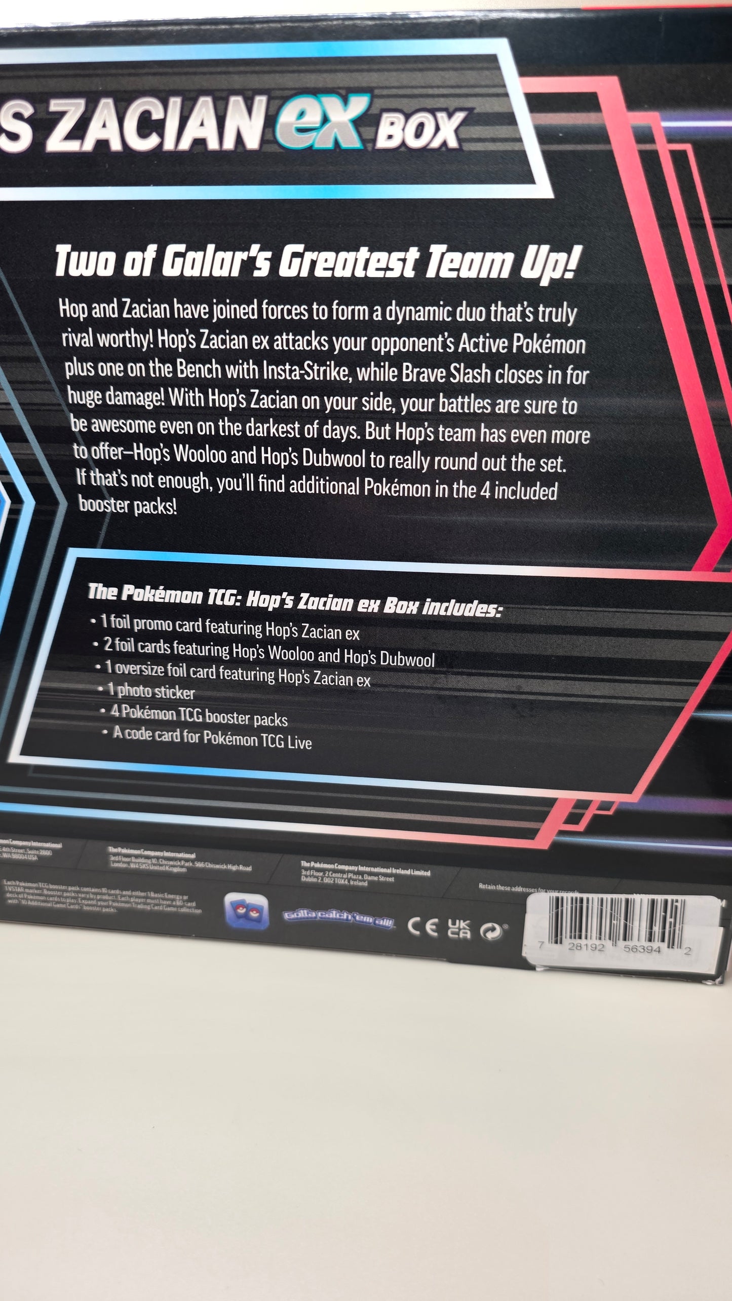 Pokémon TCG Hop's Zacian Ex Box New