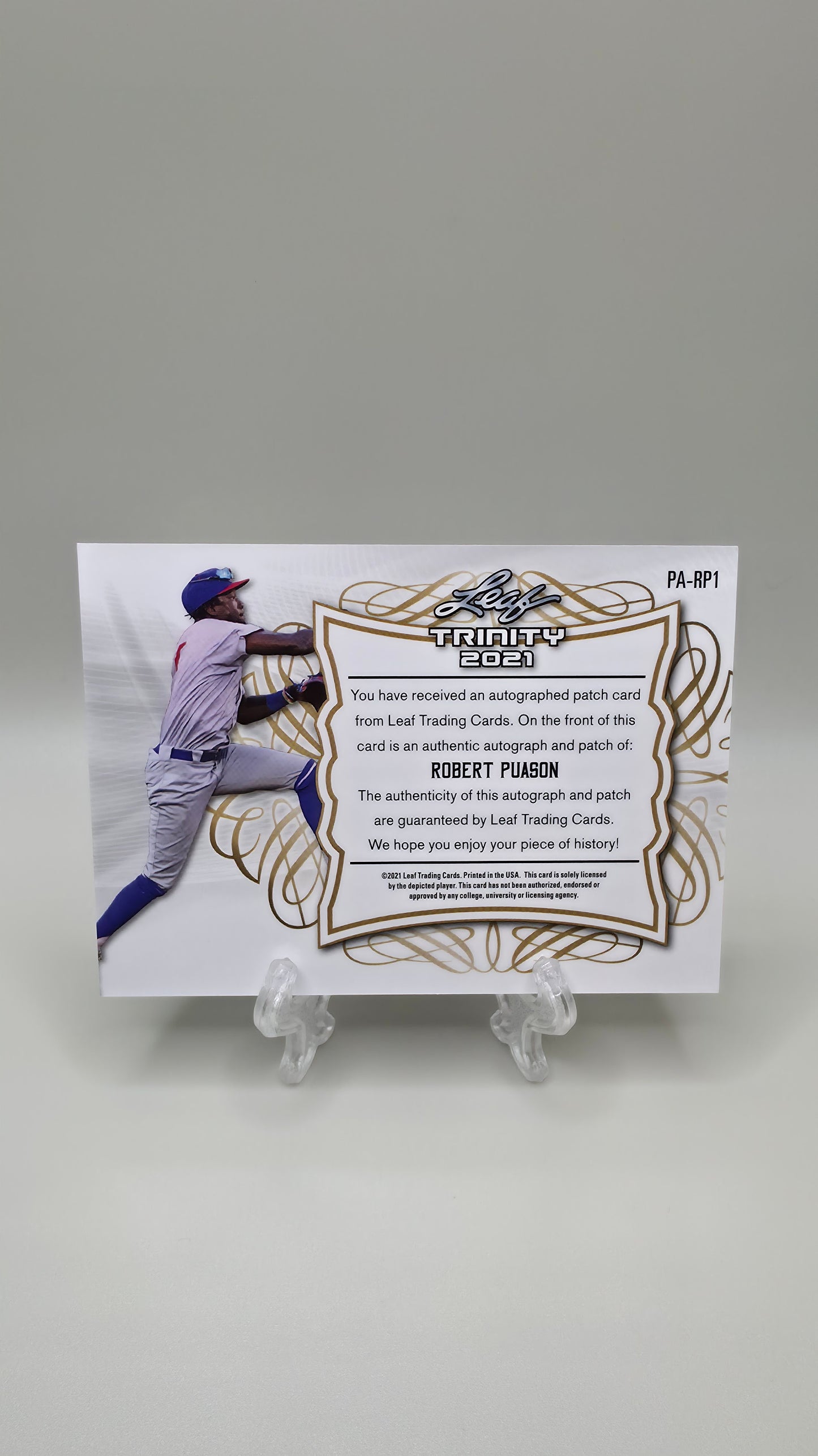 2021 Leaf Trinity Robert Puason Patch Auto #/75 Card # PA-RP1