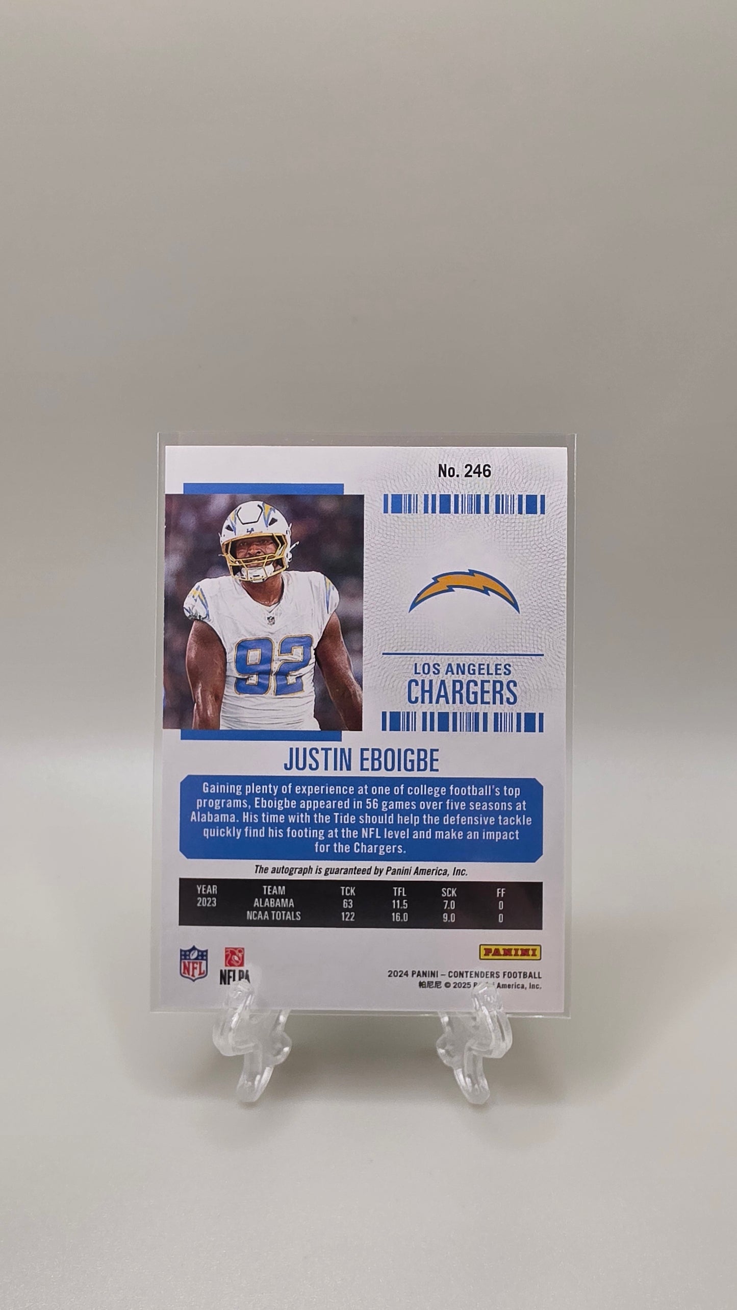 2024 Panini Contenders Justin Eboigbe Rookie Ticket Green Auto Card # 246