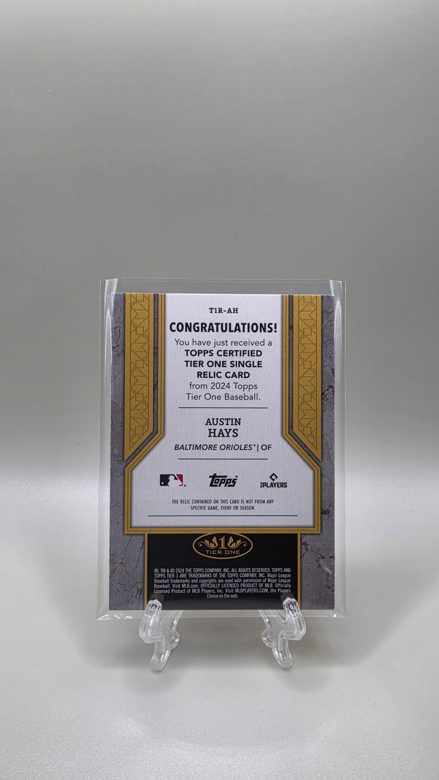 2024 Topps Tier One Austin Hayes Jersey Relic #/199 Card # T1R-AH