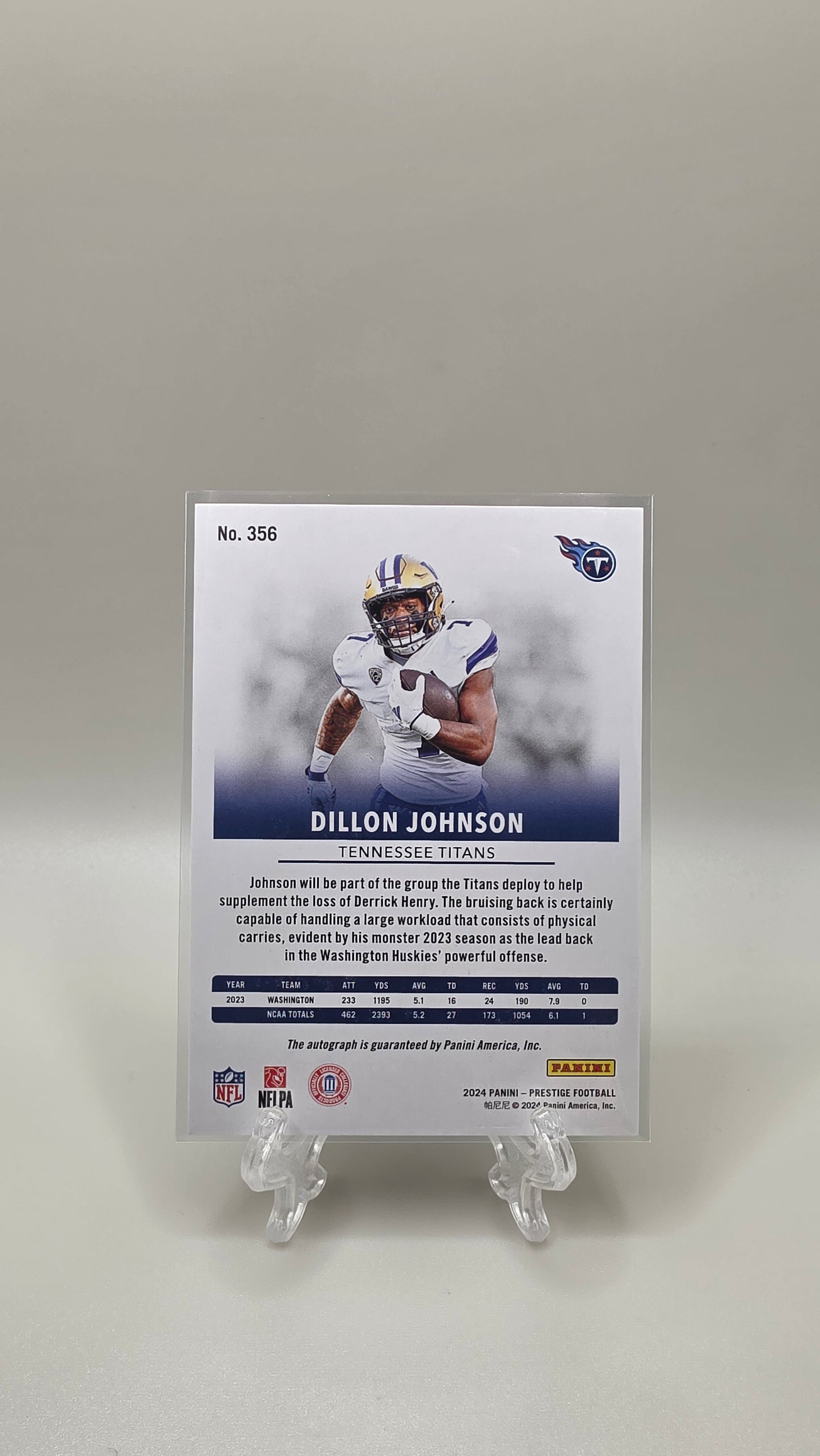 2024 Prestige Football Dillon Johnson Xtra Points Auto #356