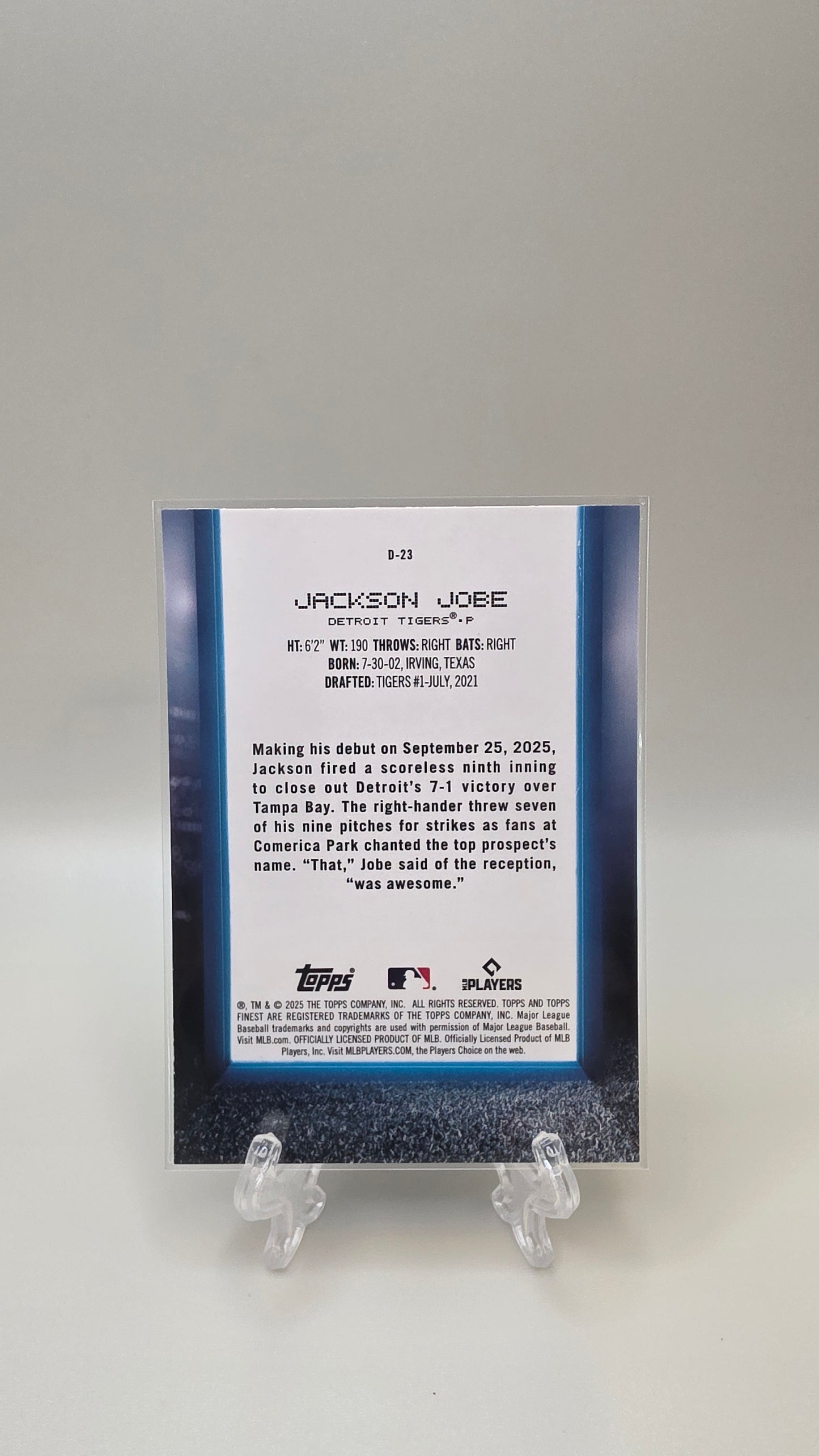 2025 Topps Finest Jackson Jobe Debut Blue RC /99 #D-23