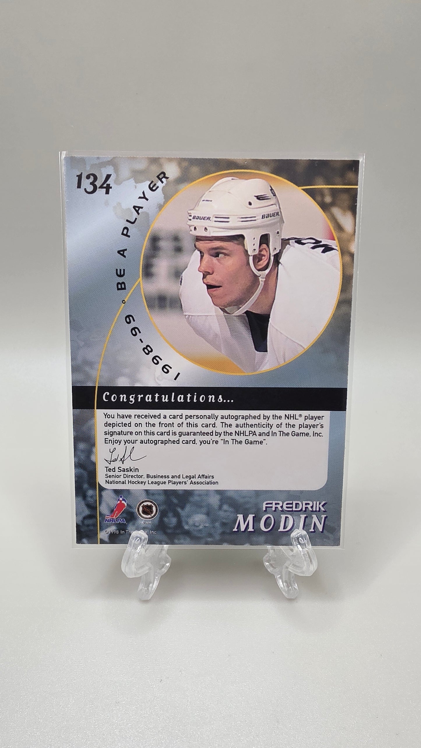 1998 Be a Player in the Game Fredrik Modin Auto Card #134