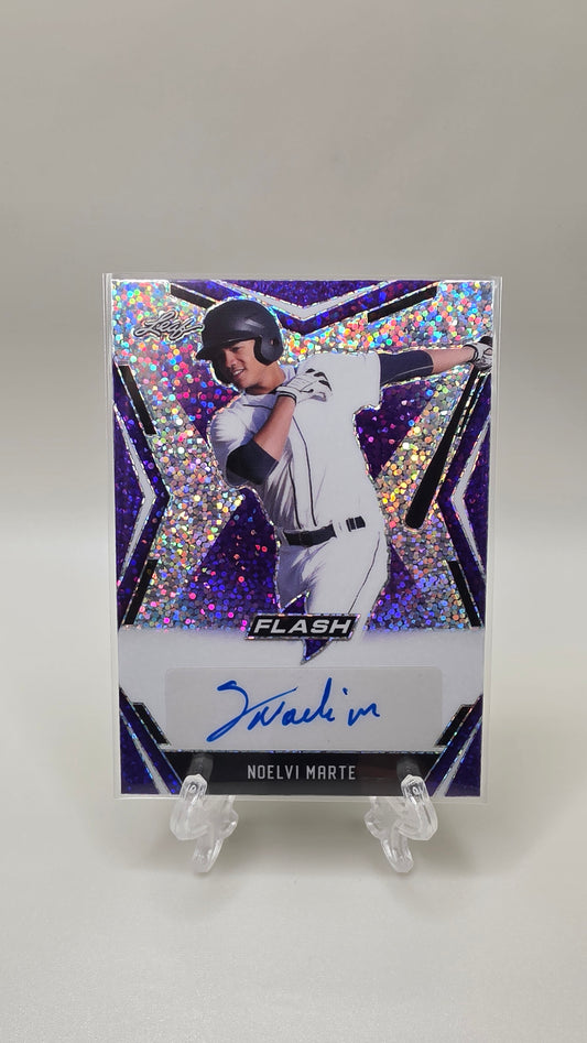 2020 Leaf Flash Noelvi Marte Purple Auto #/35 Card # BA-NM1
