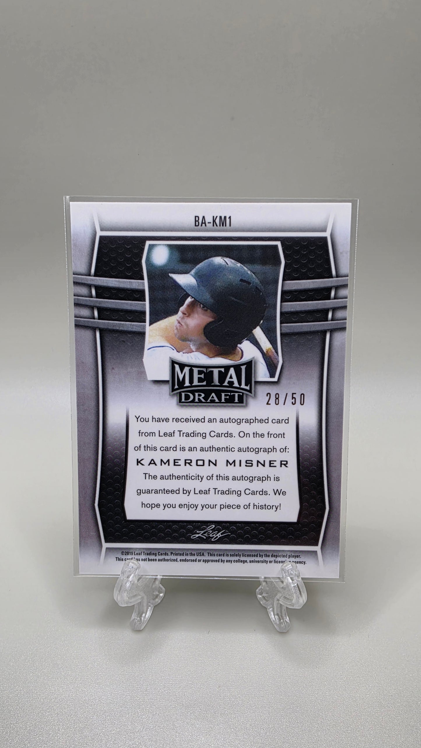 2019 Leaf Metal Draft Kameron Misner Auto #/50 Card # BA-KM1