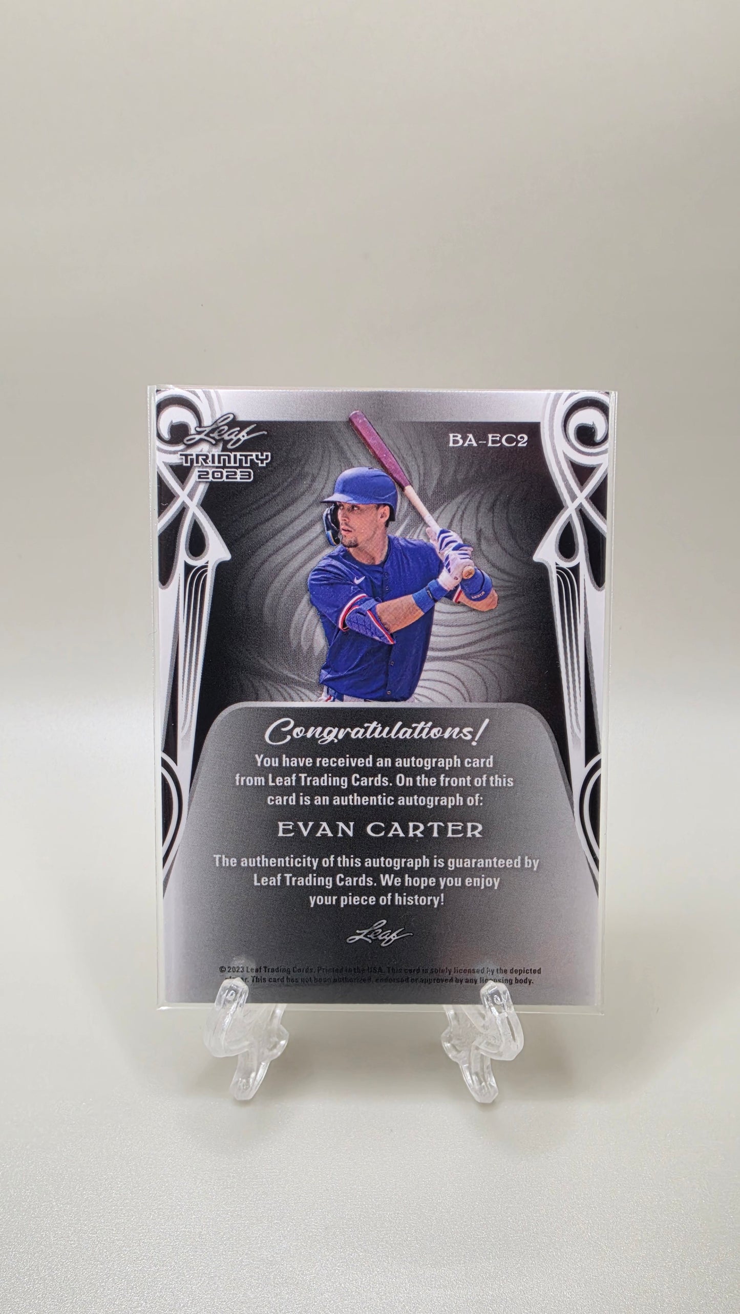 2023 Leaf Trinity Evan Carter #/99 Autograph Card # BA-EC2