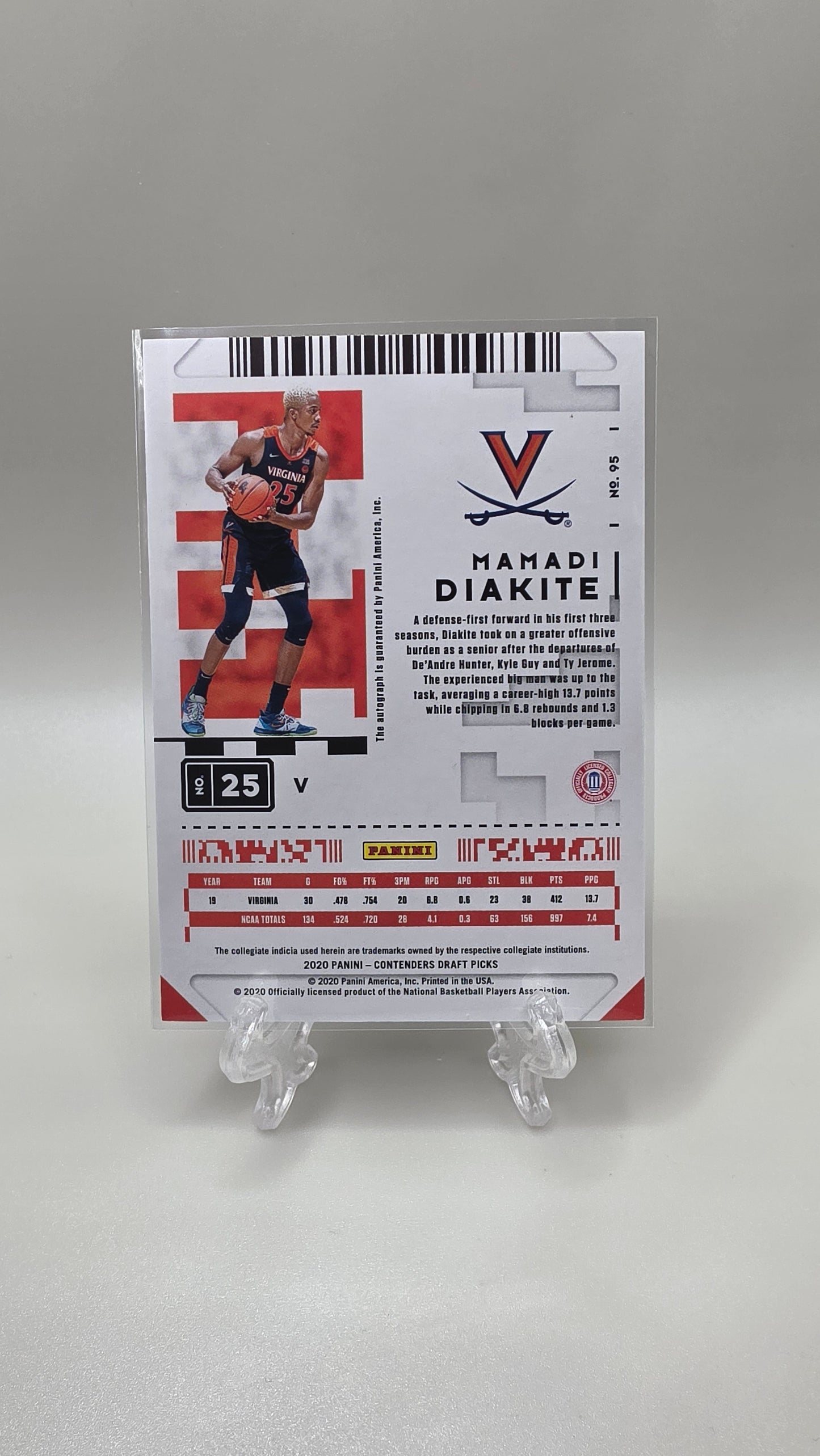 2020 Panini Contenders Game Ticket Mamadi Diakite Auto #/99 Card #25