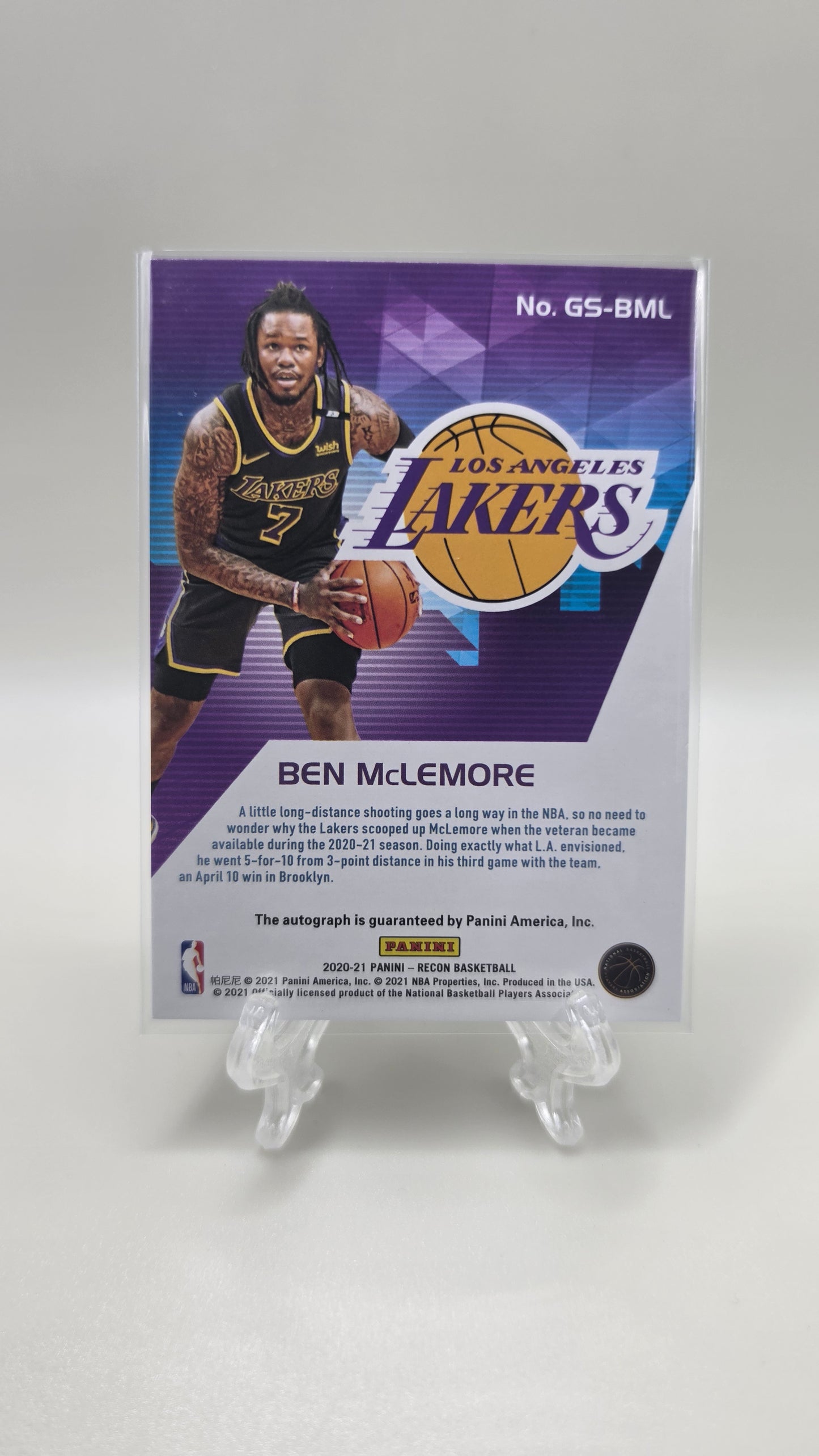 2020-21 Recon Ben McLemore Glorified Singatures Auto Card #GS-BML