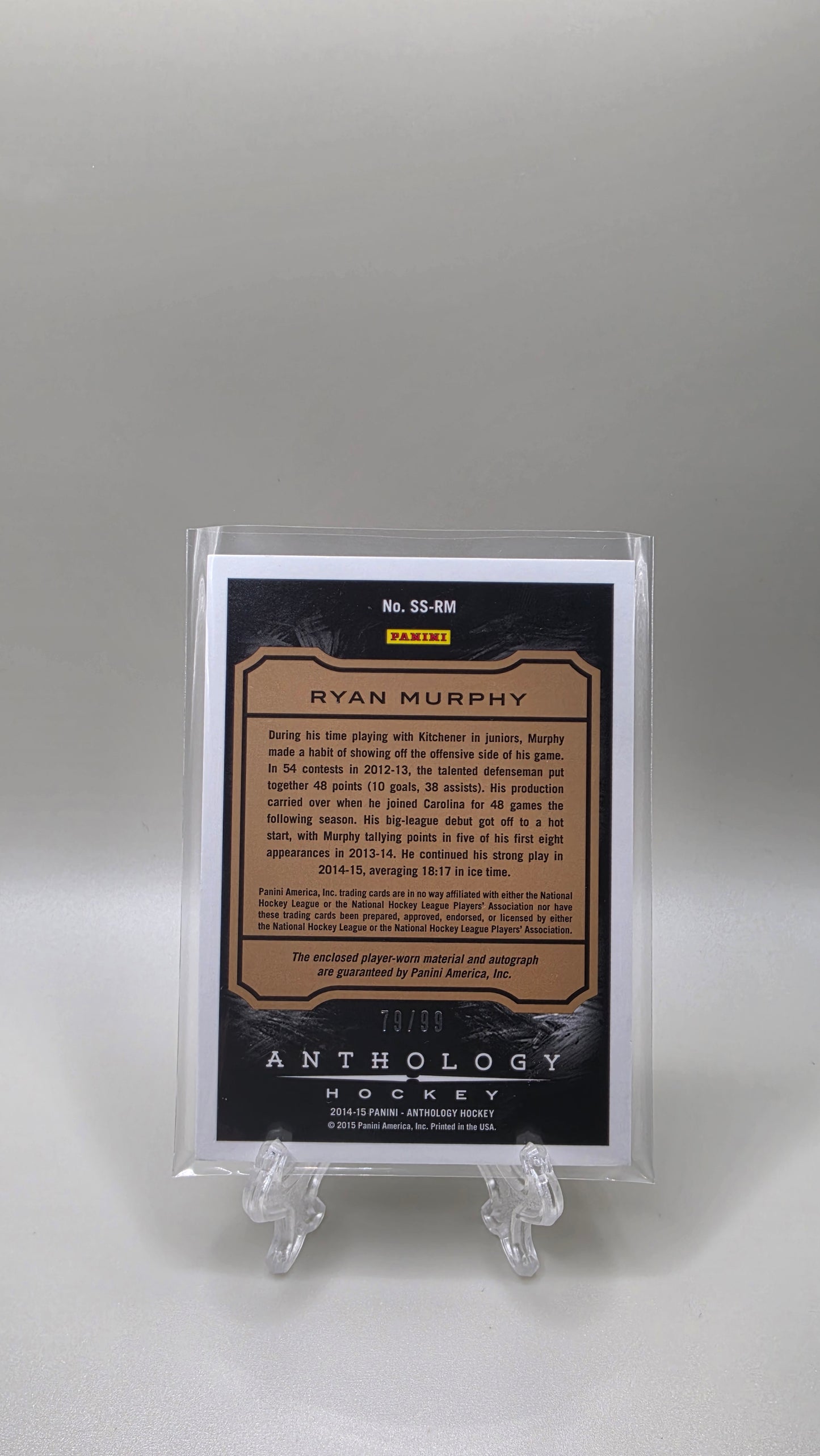 2014-15 Panini Anthology Hockey Ryan Murphy Patch Auto #/99 Card # SS-RM