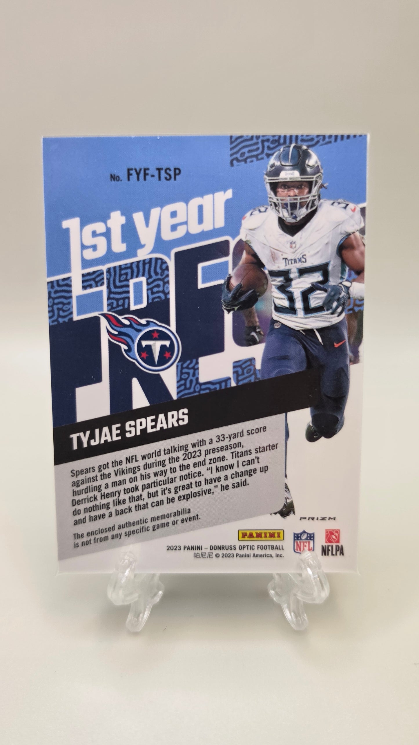2023 Donruss Optic Tyjae Spears 1st Year Fresh RC Mem #FYF-TSP