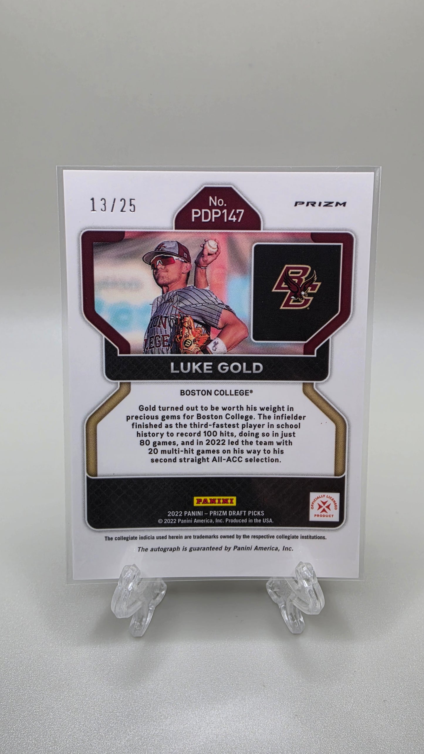 2022 Panini Prizm Draft Picks Luke Gold Blue Donut #/25 Auto Card # PDP147