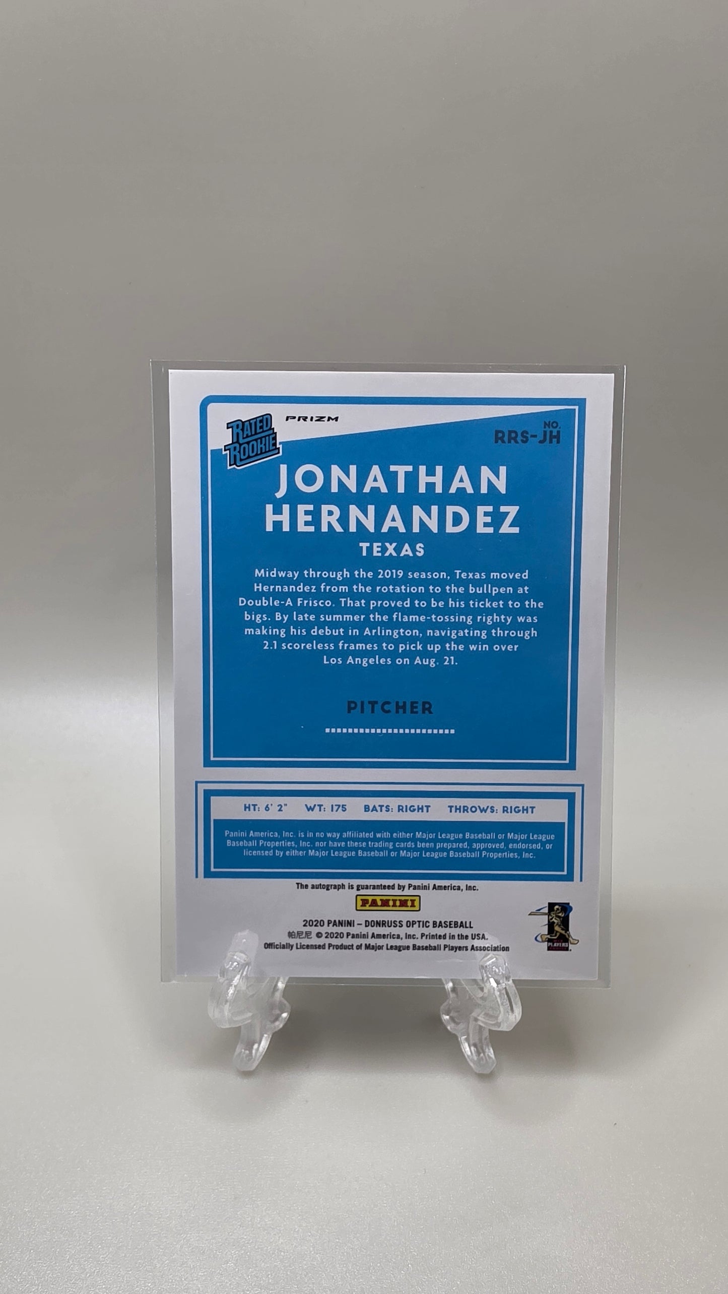 2020 Panini Prizm Rated Rookie Jonathan Hernandez Auto Card #RRS-JH