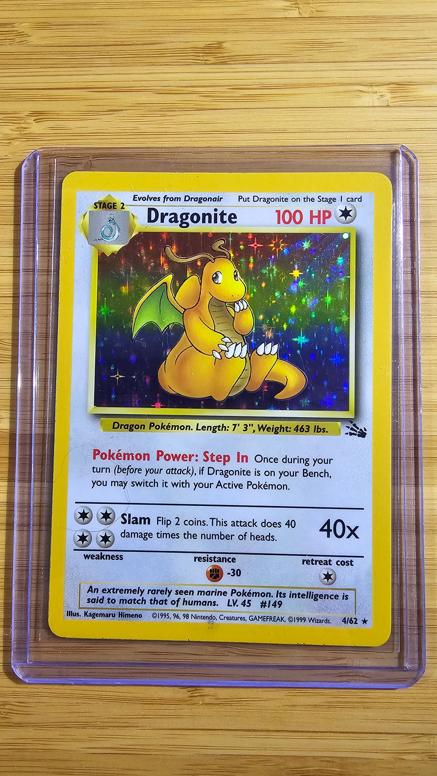 Dragonite – 4/62 – Fossil (Holo Rare Vintage WOTC Pokémon Card)