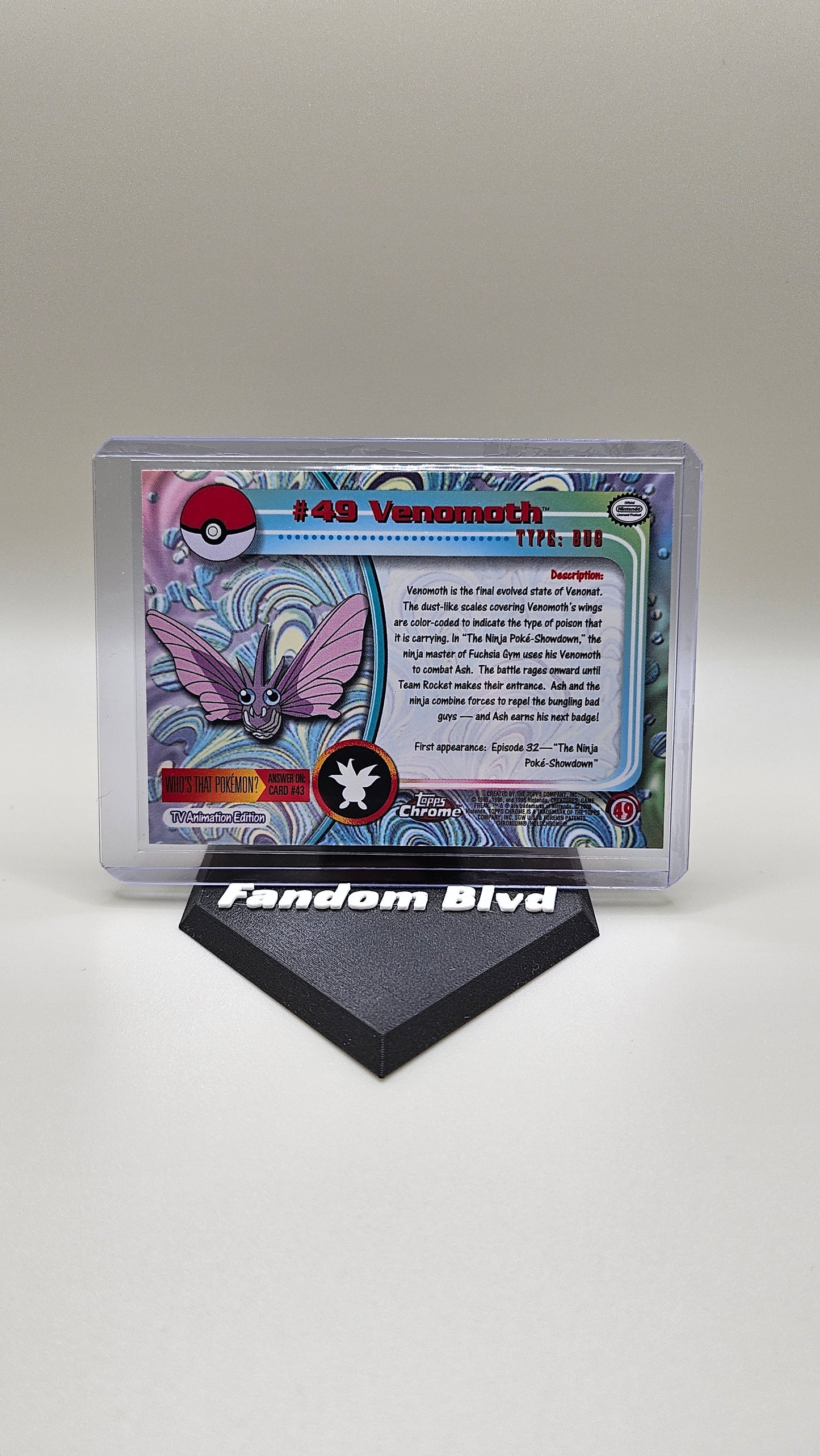 Venomoth Topps Chrome #49 2000 Pokemon TV Animation Series Card