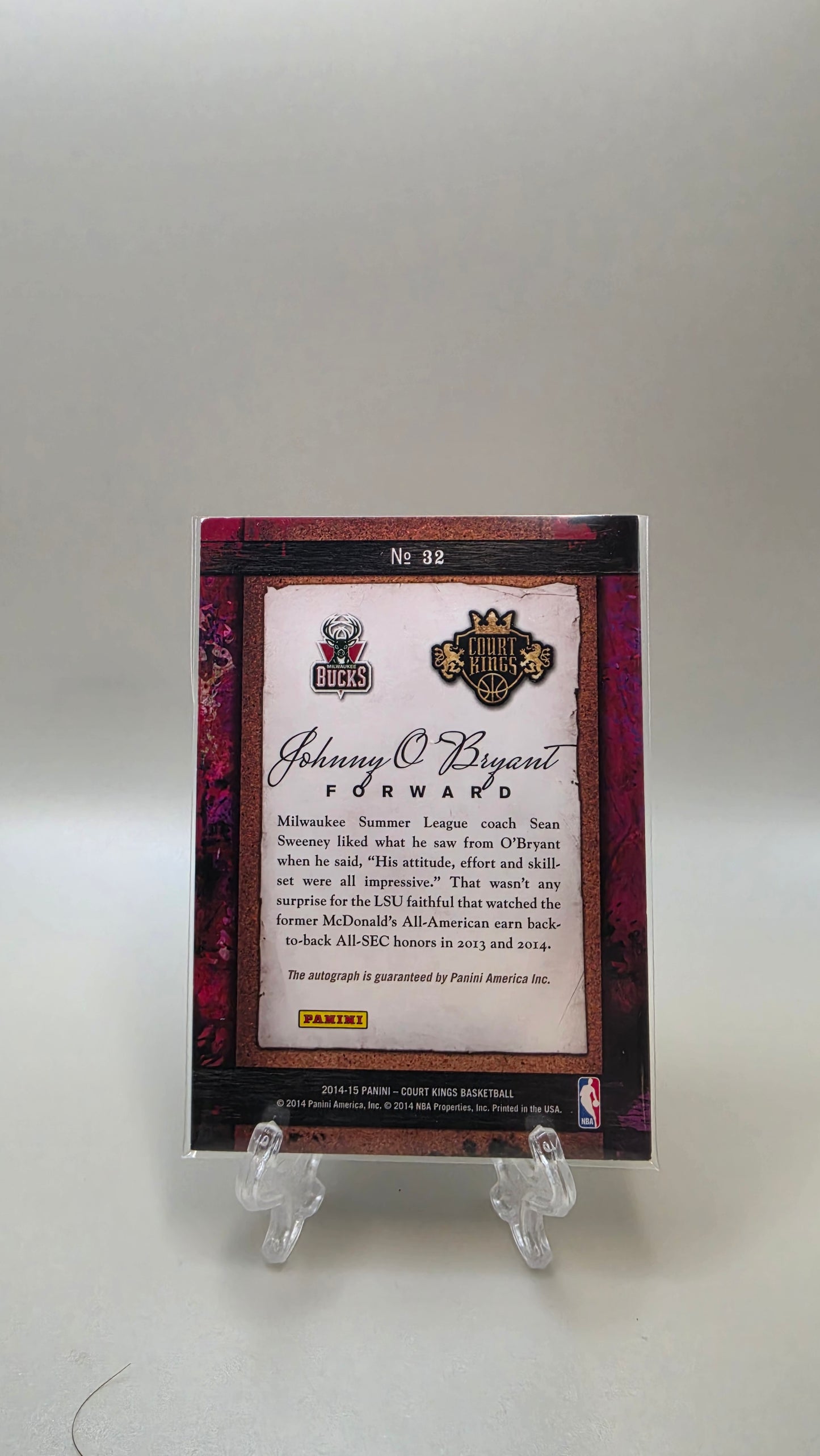2014-15 Court Kings Johnny O'Bryant Remarkable Rookies Auto #32