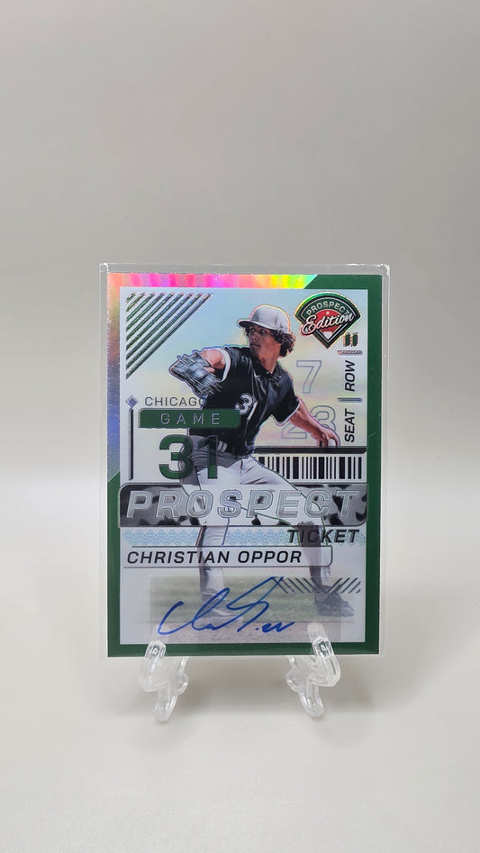 2024 Panini Prospect Edition Christian Oppor Green Prizm Auto Card # 64