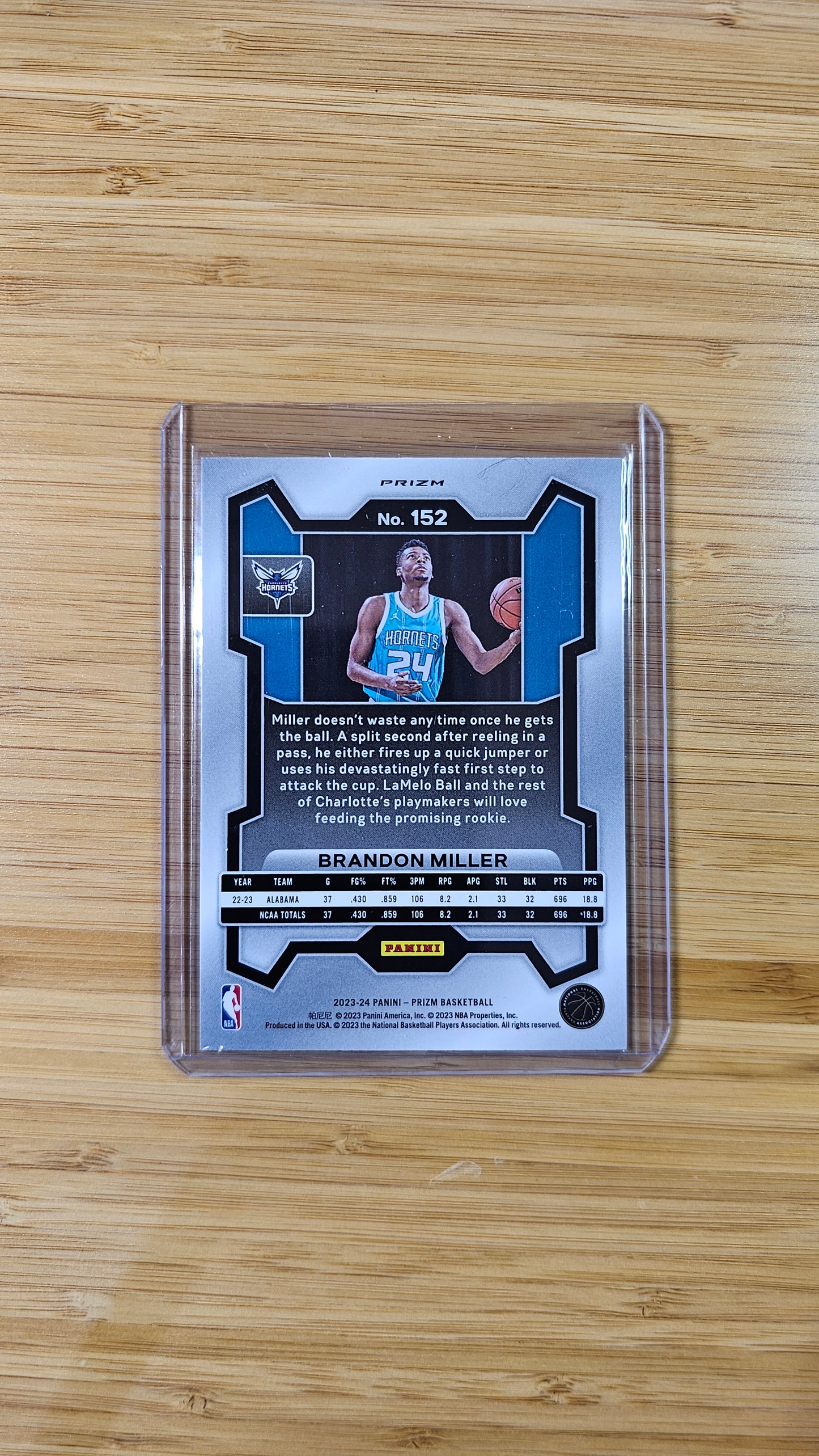 2023 NBA Panini Prizm Brandon Miller - Orange Cracked Ice Base RC - Charlotte Hornets