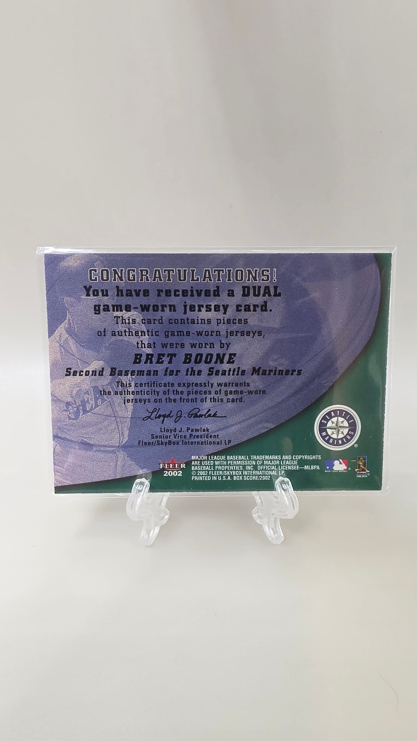 2002 Fleer Skybox Bret Boone Dual Relic Amazing Greats