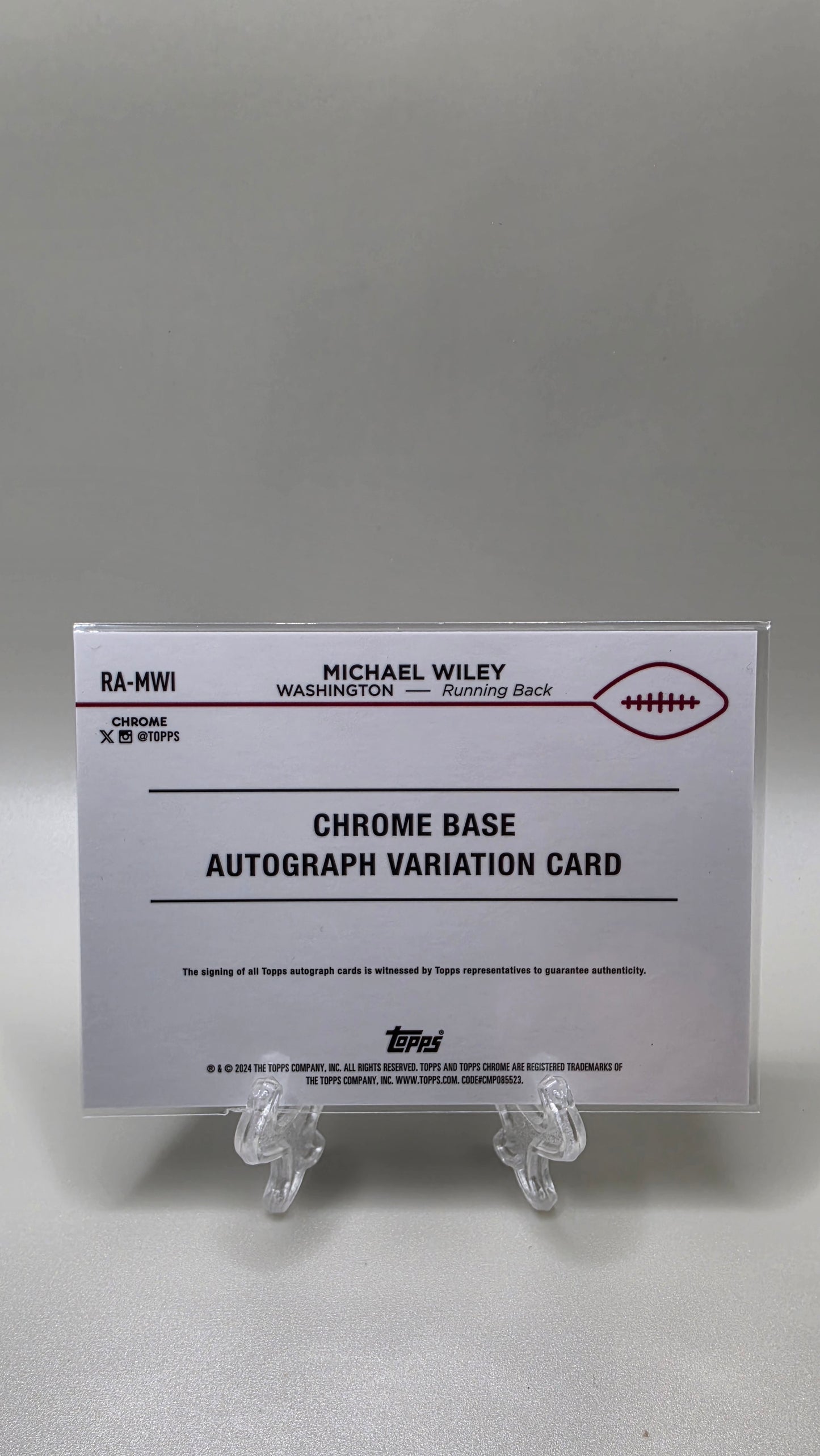2024 Topps Chrome Michael Wiley Blue Refractor Auto Card #RA-MWI