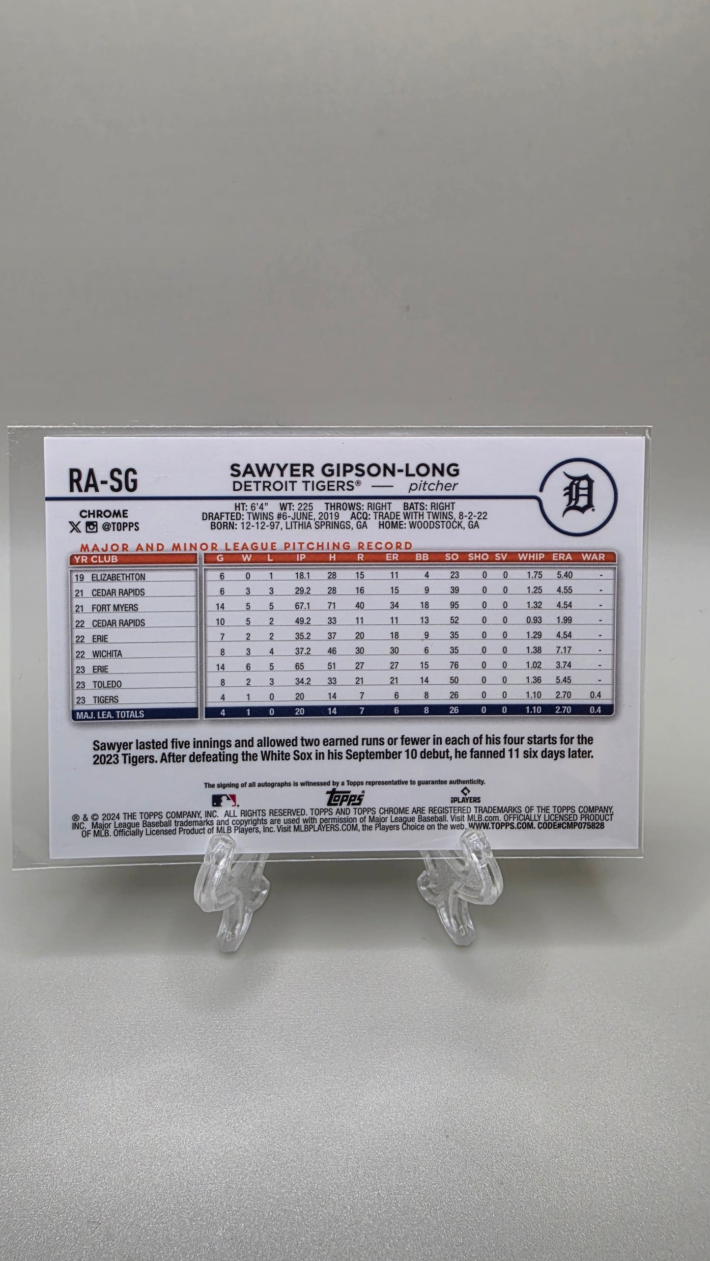 2024 Topps Chrome Sawyer Gipson-Long Base Auto #RA-SG