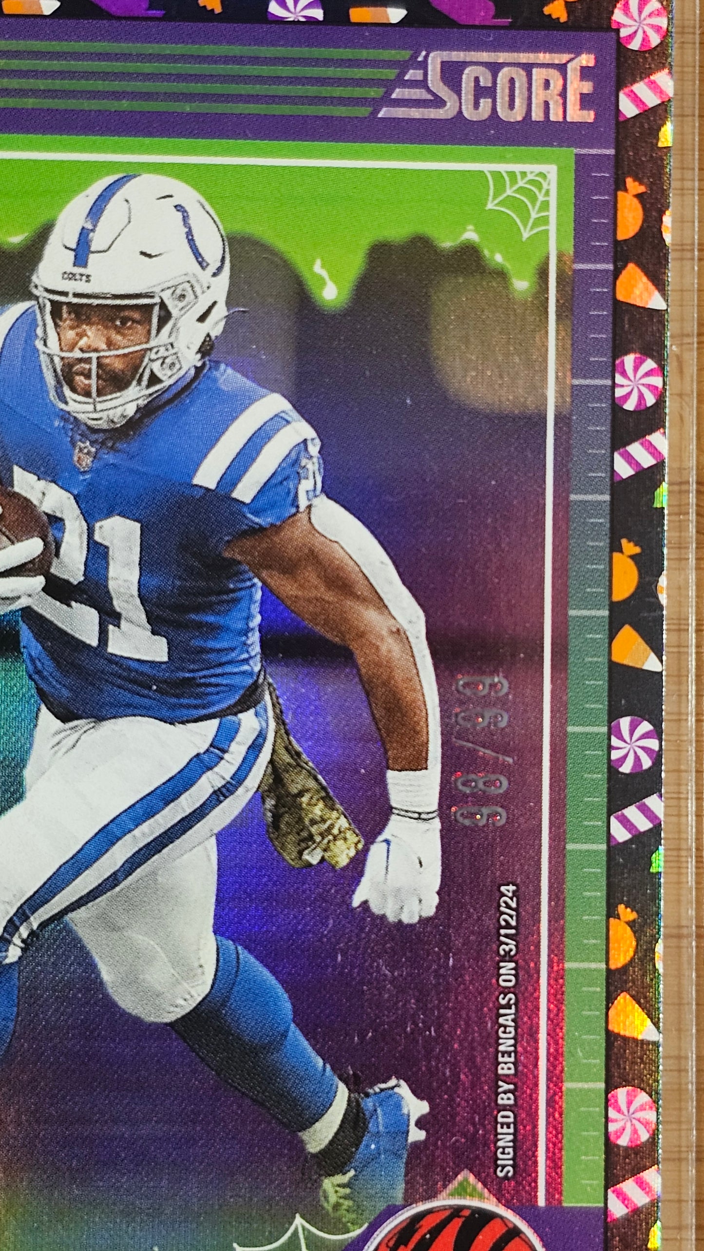 2024 Panini Score-A-Treat Zack Moss Trick or Treat /99 Card #123