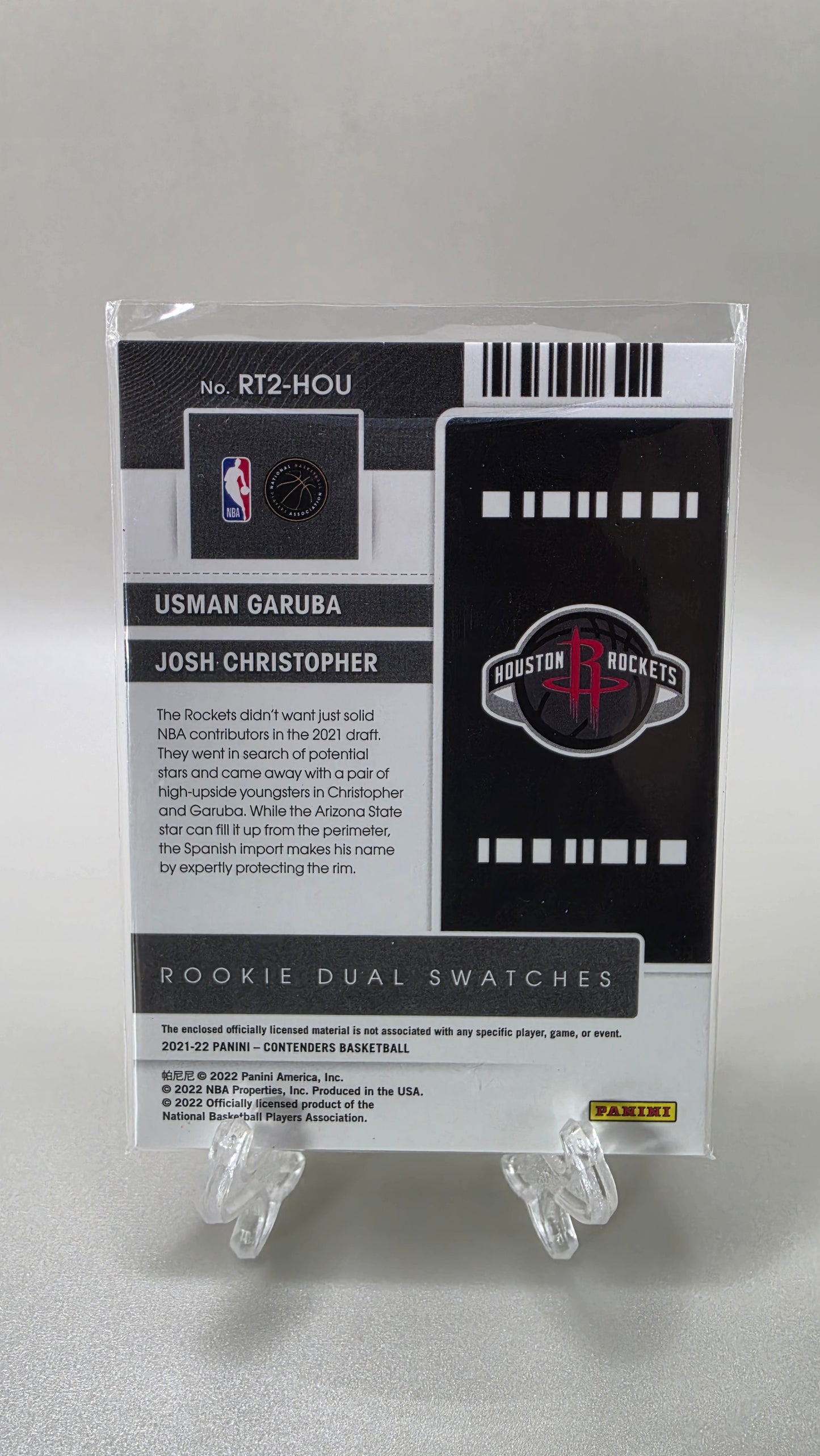 2021-22 Contenders Usman Garuba Josh Christopher Green Ice Dual Swatch RC