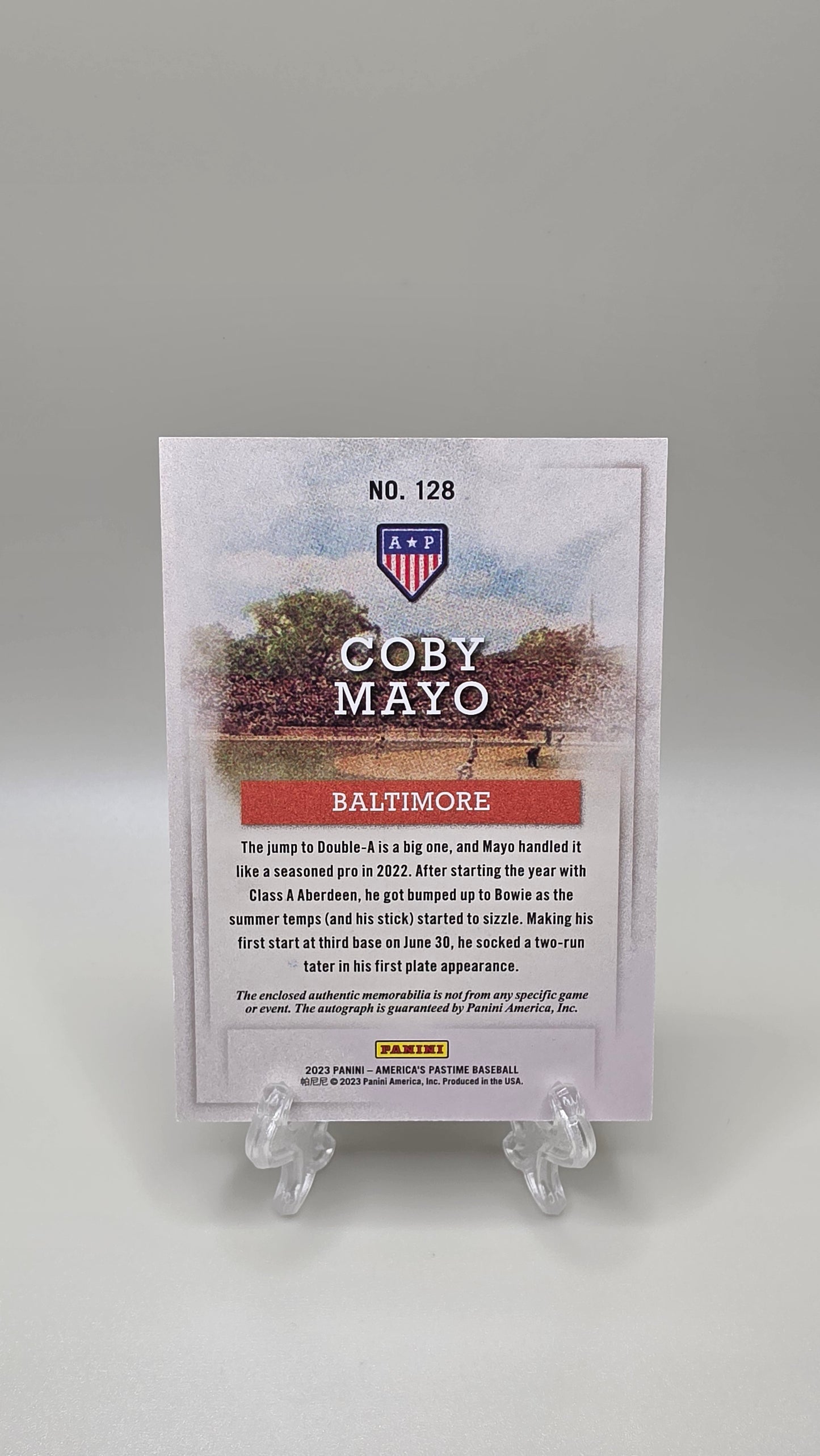 2023 Panini America's Pastime Baseball Coby Mayo #/75 RP Auto Card # 128