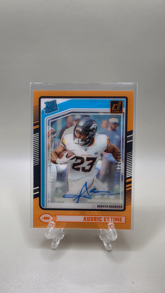 2024 Panini Clearly Donruss Audric Estime Orange Rated Rookie Auto #/249 Card #93